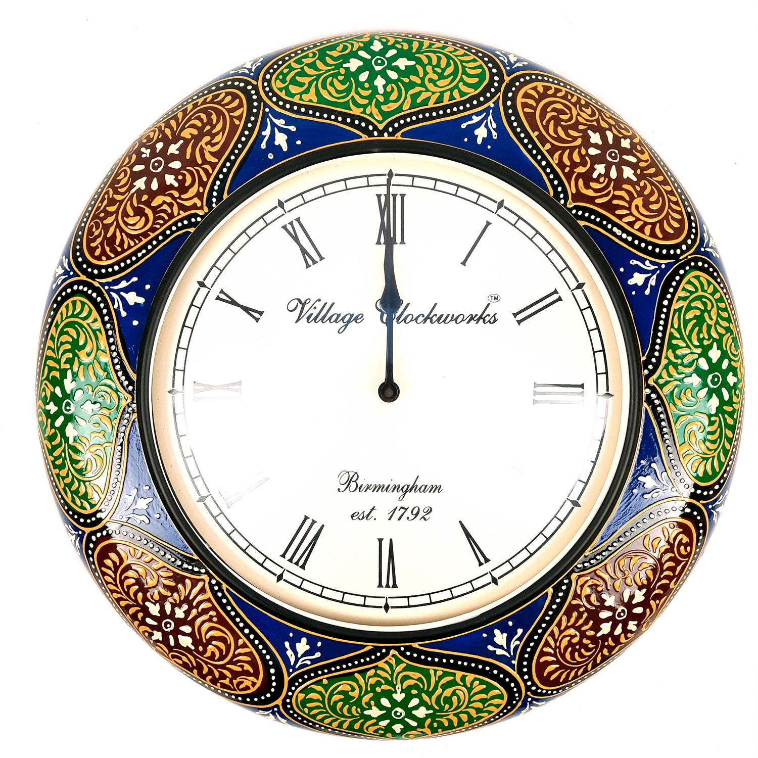 Wall Clock for Home | Wall Mount Analogue Clock Antique With Roman Numbers - For Living Room, Bedroom, Hall, Office Decor & Gift -18 Inch - Apkamart