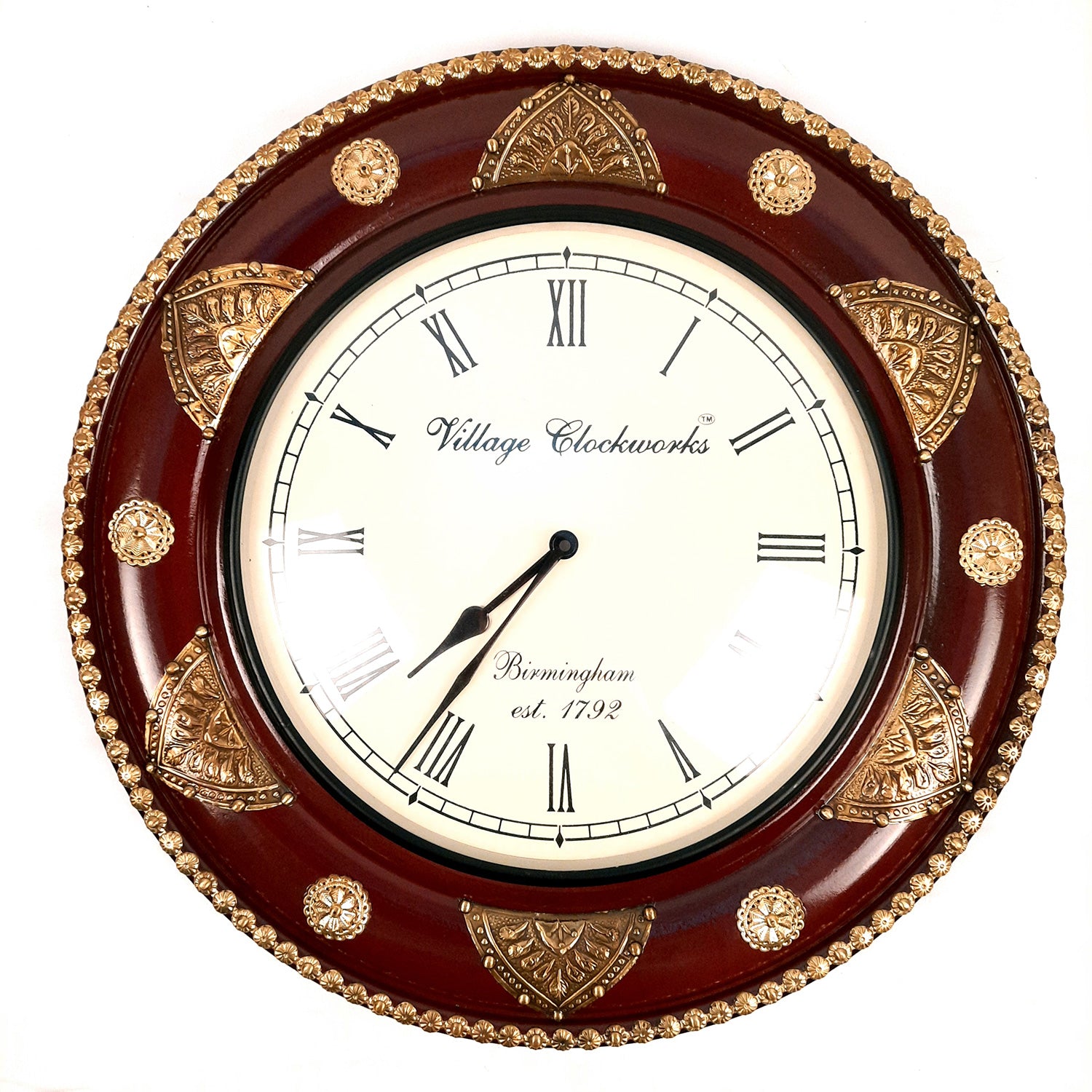 Wall Clock Wooden | Wall Mount Analogue Clock With Premium Wood Finish & Brass Work - For Home, Living Room, Bedroom, Hall Decor | Wedding & Housewarming Gift - 18 Inch - Apkamart #Style_Design 2