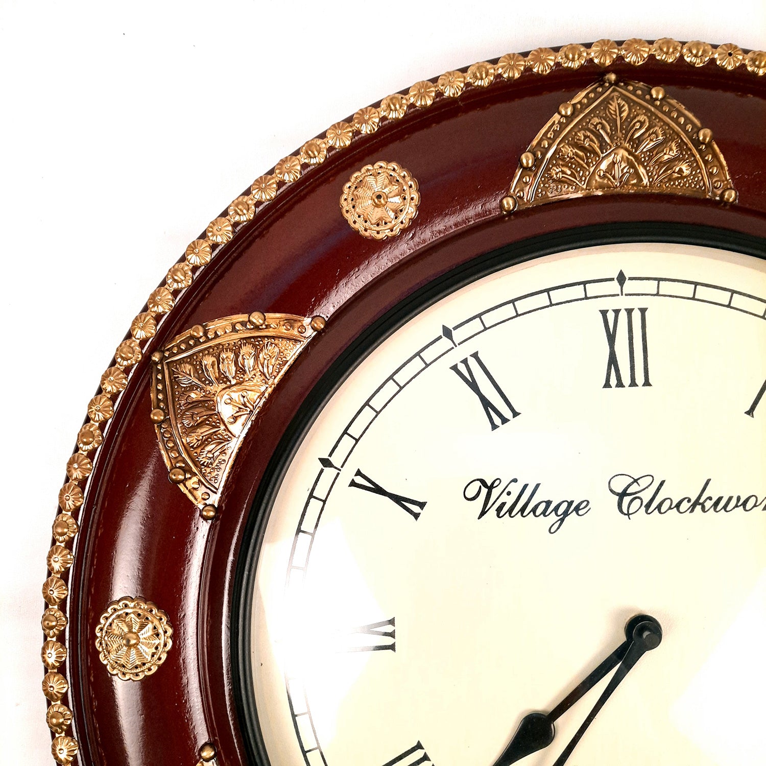 Wall Clock Wooden | Wall Mount Analogue Clock With Premium Wood Finish & Brass Work - For Home, Living Room, Bedroom, Hall Decor | Wedding & Housewarming Gift - 18 Inch - Apkamart #Style_Design 2