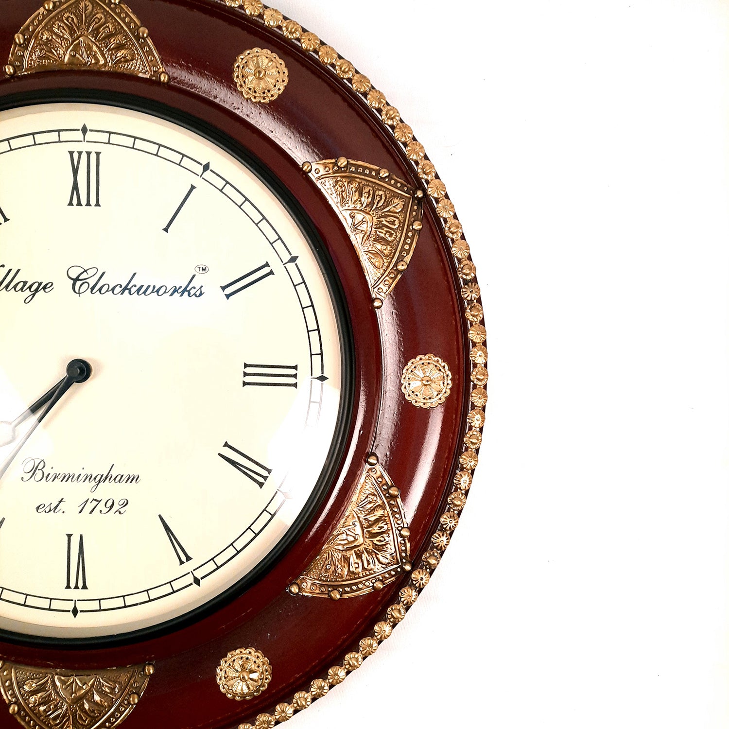 Wall Clock Wooden | Wall Mount Analogue Clock With Premium Wood Finish & Brass Work - For Home, Living Room, Bedroom, Hall Decor | Wedding & Housewarming Gift - 18 Inch - Apkamart #Style_Design 2