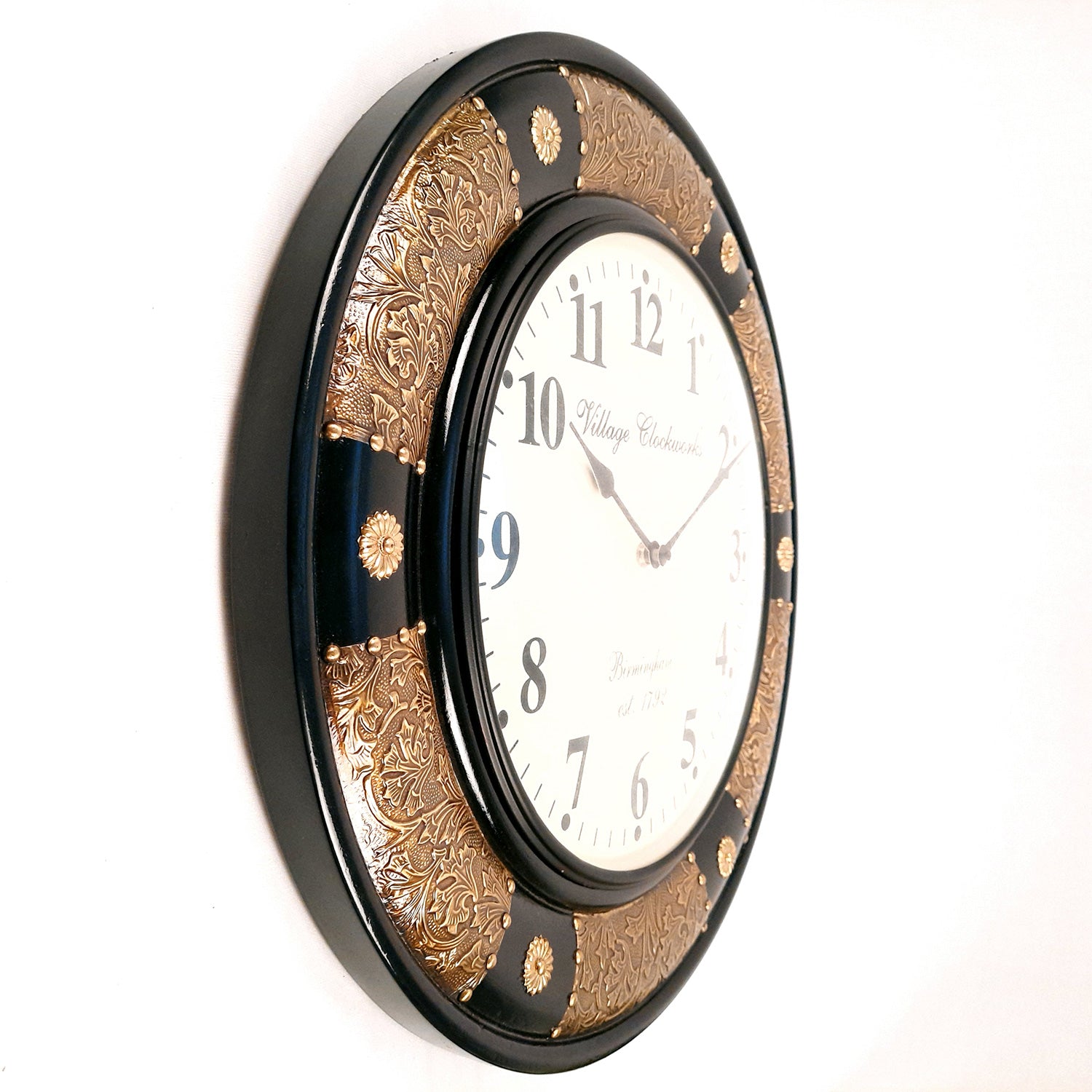 Wall Clock Wooden | Antique Clock With Premium Wood Finish & Brass Work - For Home, Living Room, Bedroom, Office & Hall Decoration | Wedding & Housewarming Gift - 18 Inch - Apkamart #Style_Design 2