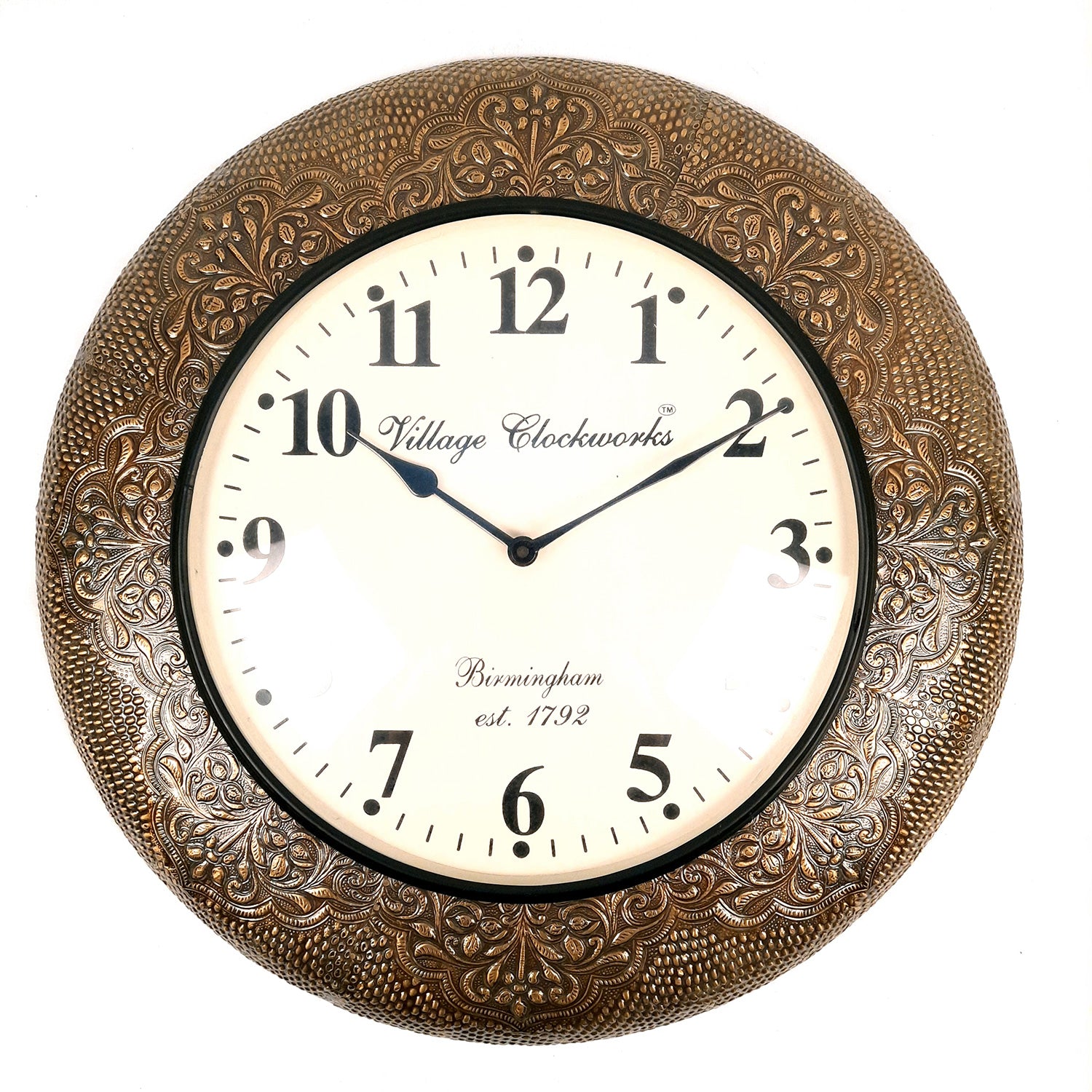 Wall Clock | Antique Clock Wall Mount With Wood & Brass Finish - For Home, Living Room, Bedroom, Office & Hall Decoration | Wedding & Housewarming Gift - 18 Inch - Apkamart