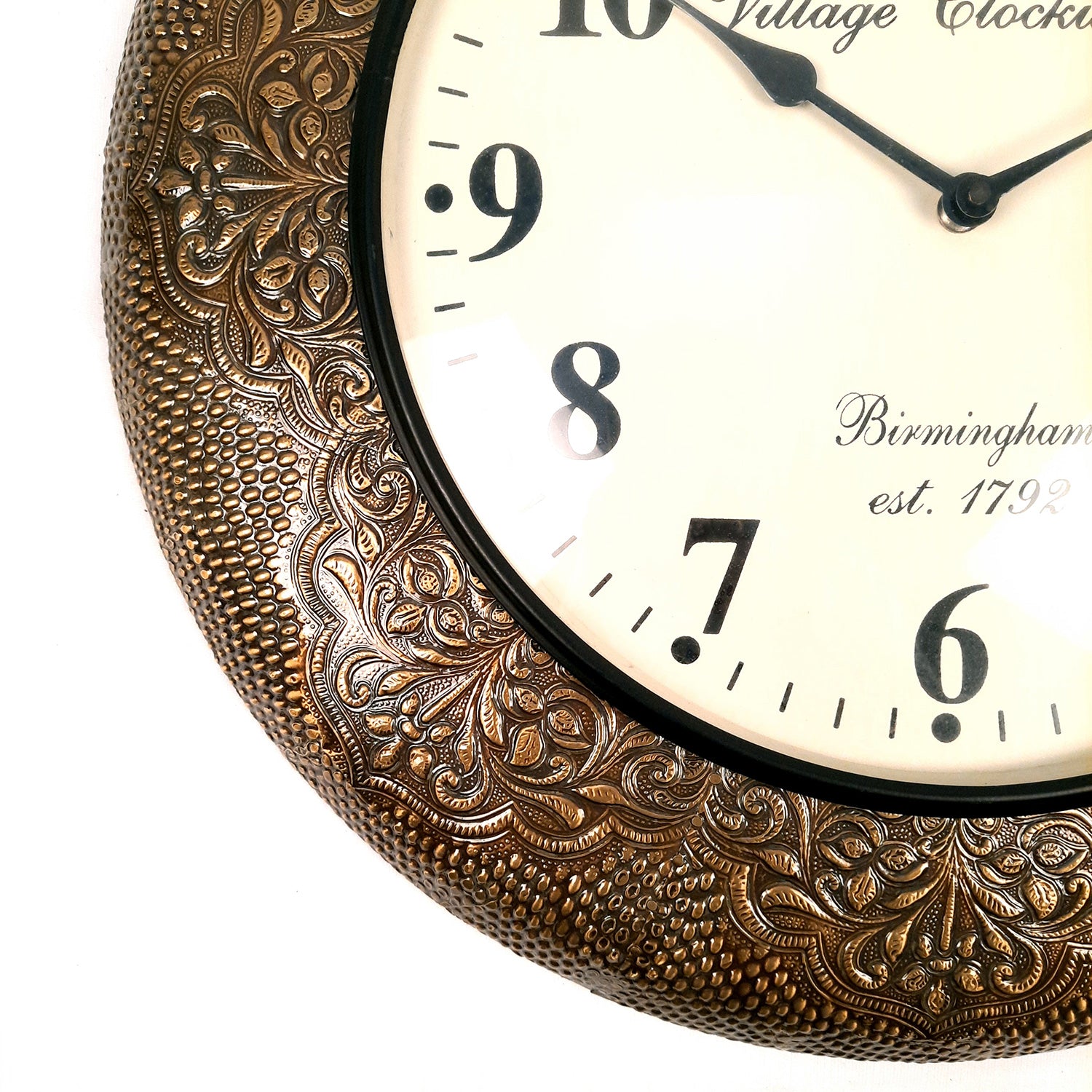 Wall Clock | Antique Clock Wall Mount With Wood & Brass Finish - For Home, Living Room, Bedroom, Office & Hall Decoration | Wedding & Housewarming Gift - 18 Inch - Apkamart