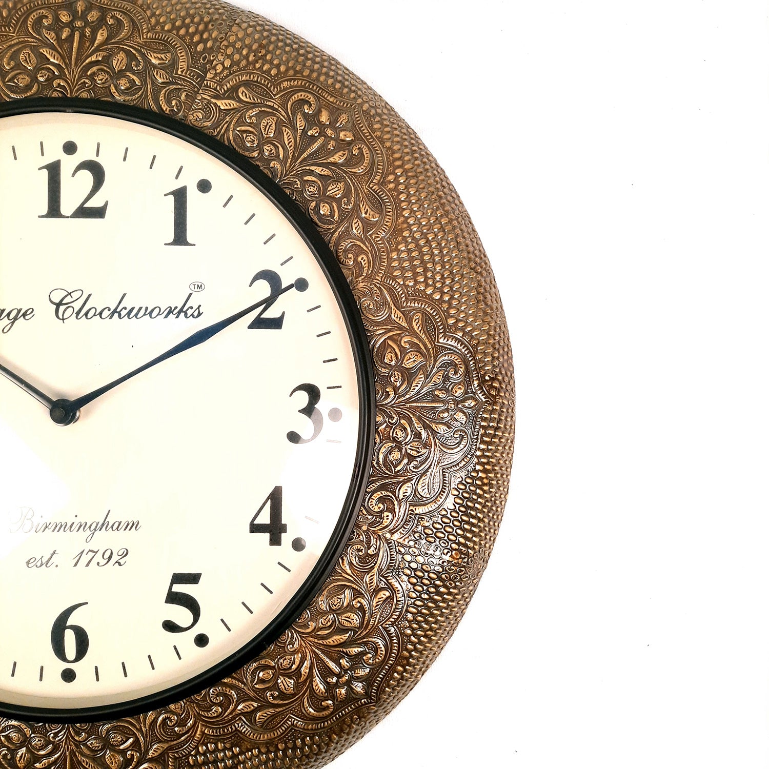 Wall Clock | Antique Clock Wall Mount With Wood & Brass Finish - For Home, Living Room, Bedroom, Office & Hall Decoration | Wedding & Housewarming Gift - 18 Inch - Apkamart