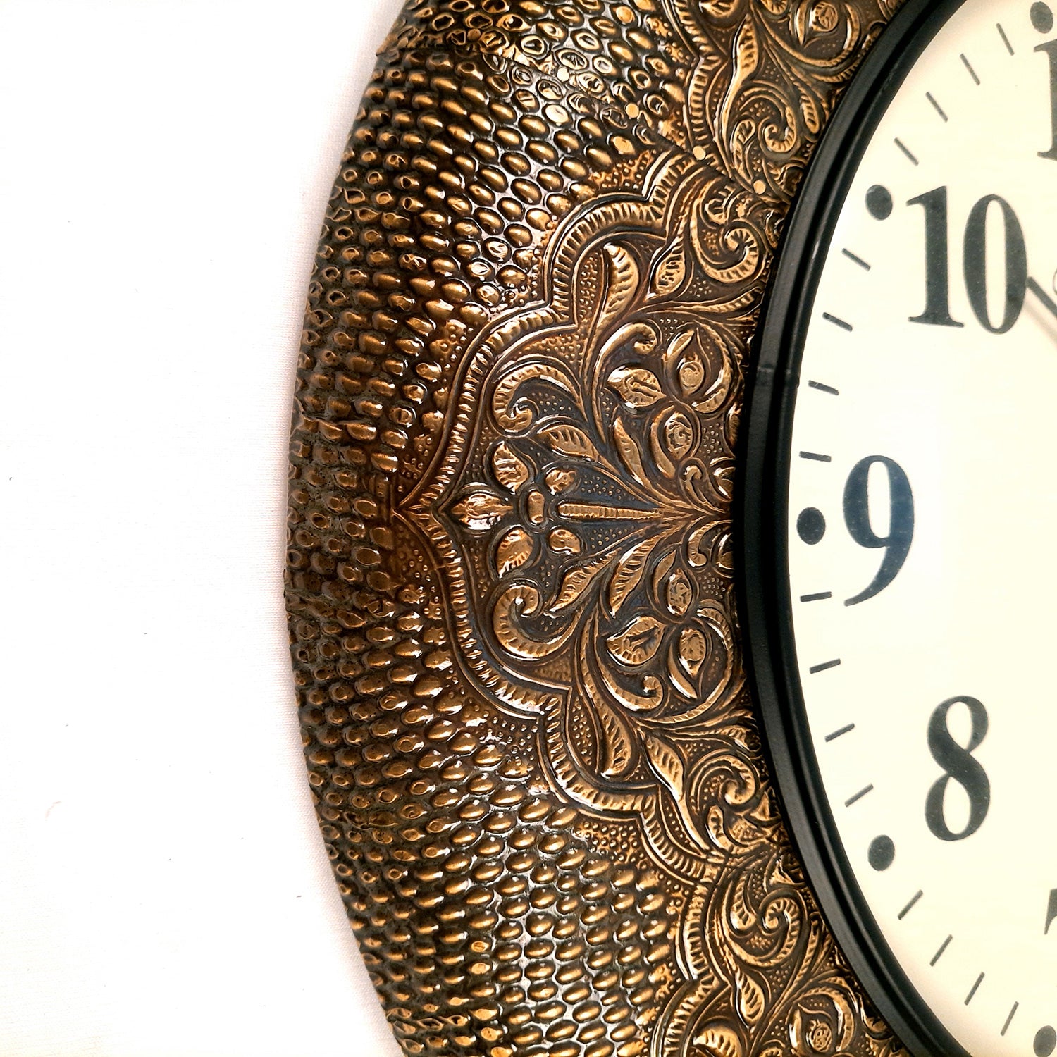 Wall Clock | Antique Clock Wall Mount With Wood & Brass Finish - For Home, Living Room, Bedroom, Office & Hall Decoration | Wedding & Housewarming Gift - 18 Inch - Apkamart