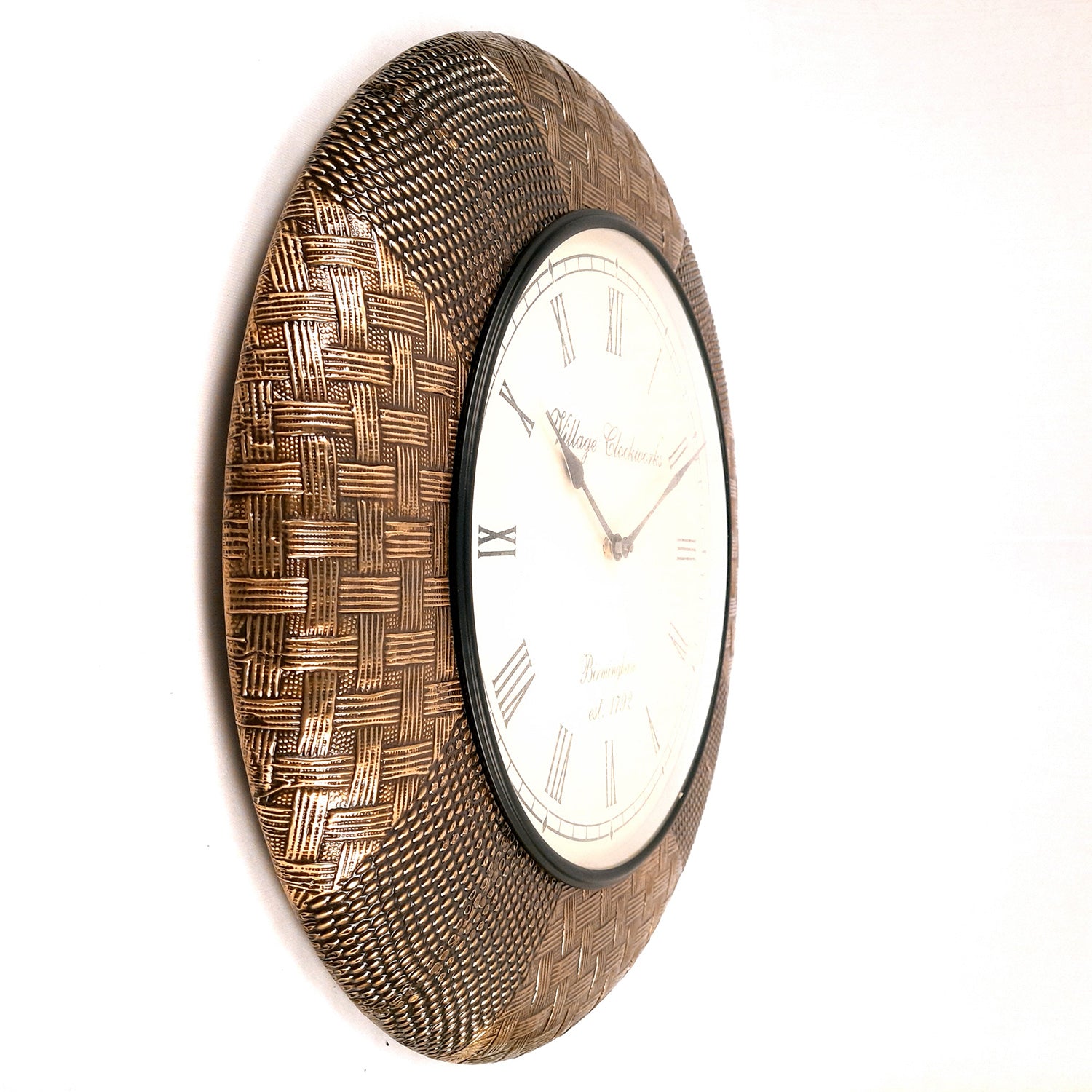 Wall Clock Wooden for Home | Analogue Clock Antique Wall Mount - For Home, Living Room, Bedroom, Hall Decor | Wedding & Housewarming Gift - 18 Inch - Apkamart