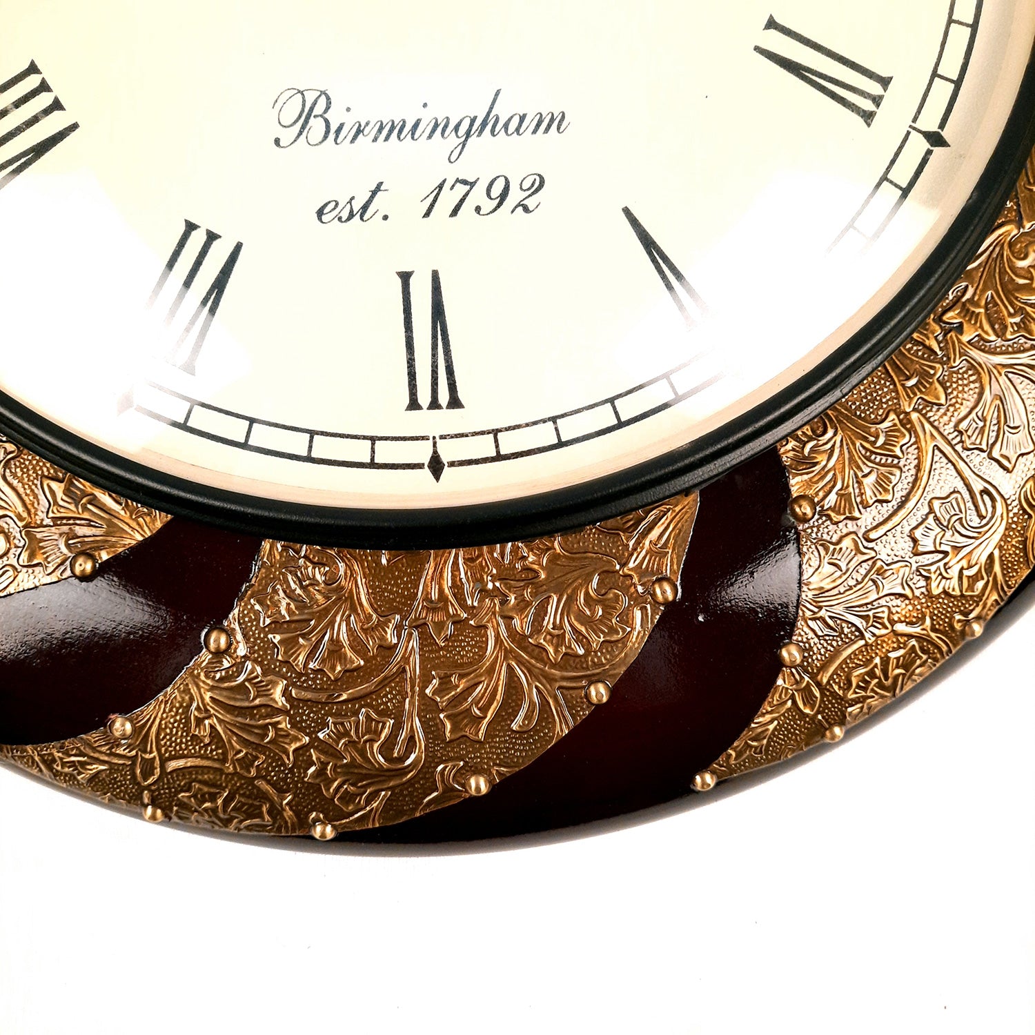 Wall Clock Wooden | Wall Mount Analogue Clock With Premium Wood Finish & Brass Work - For Home, Living Room, Bedroom, Hall Decor | Wedding & Housewarming Gift - 18 Inch - Apkamart