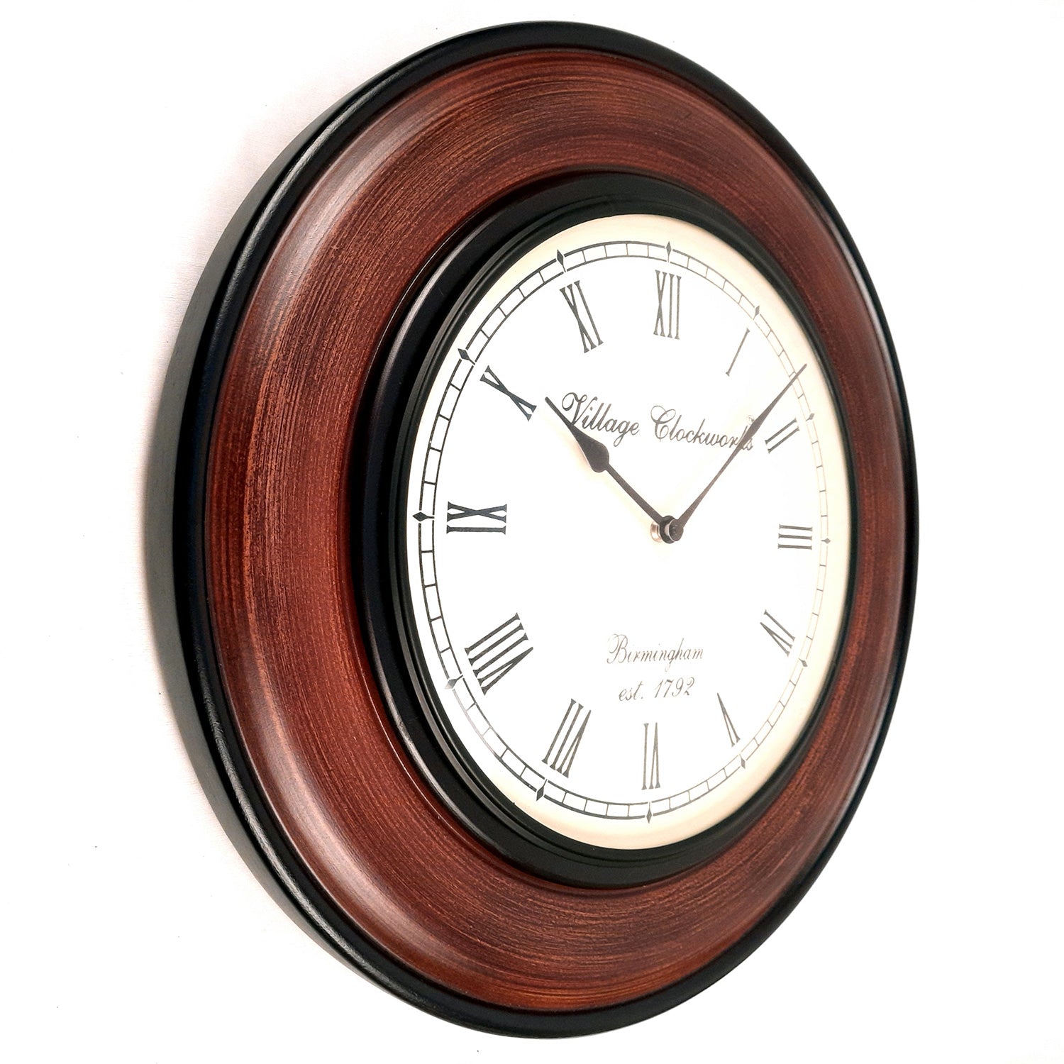 Wall Clock With Premium Wood Finish | Wall Mount Analogue Clock Antique - For Home, Living Room, Bedroom, Hall & Office Decor | Wedding & Housewarming Gift - 18 Inch - Apkamart