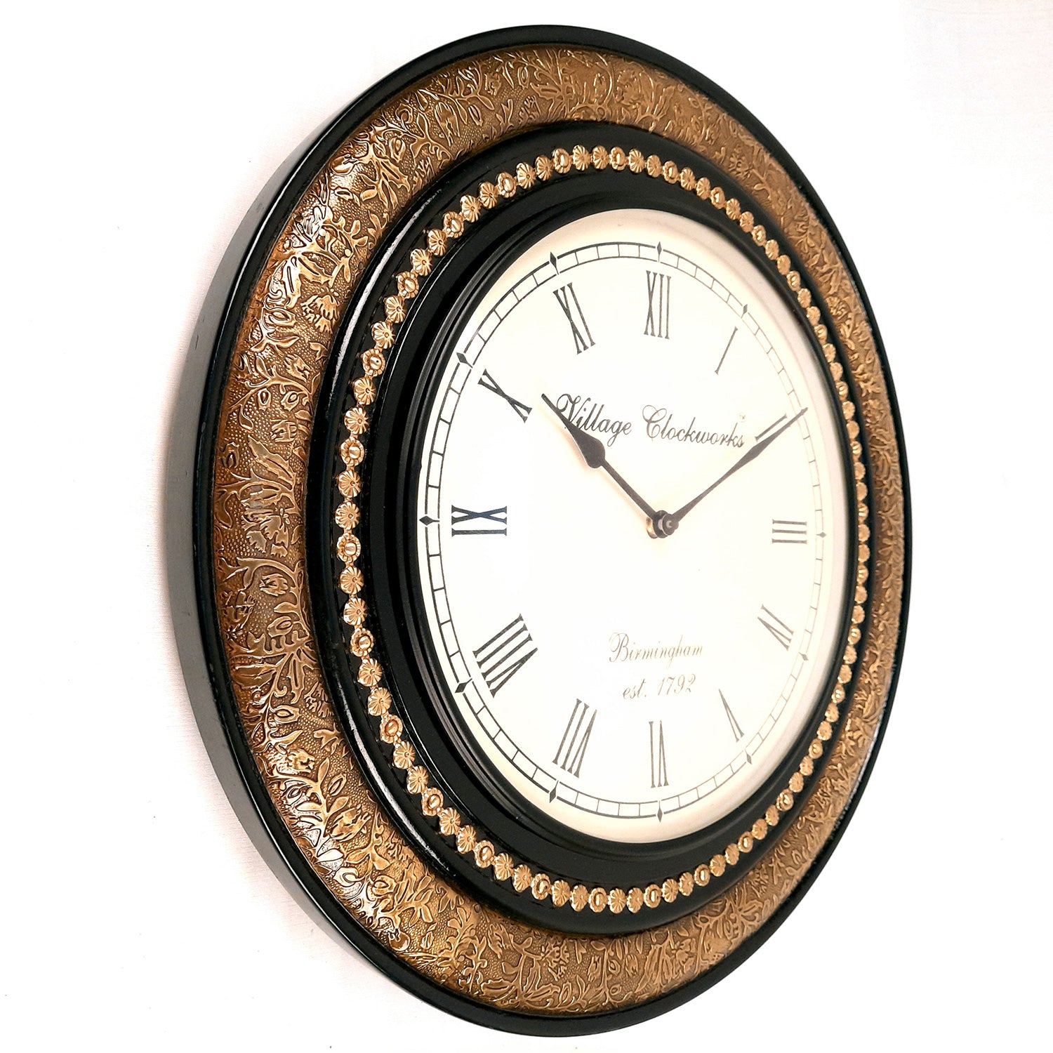 Wall Clock Vintage | Wall Mount Clock With Premium Finish & Brass Work - For Home, Office, Bedroom, Hall Decor & Gifts | Wedding & Housewarming Gift -18 inch - Apkamart