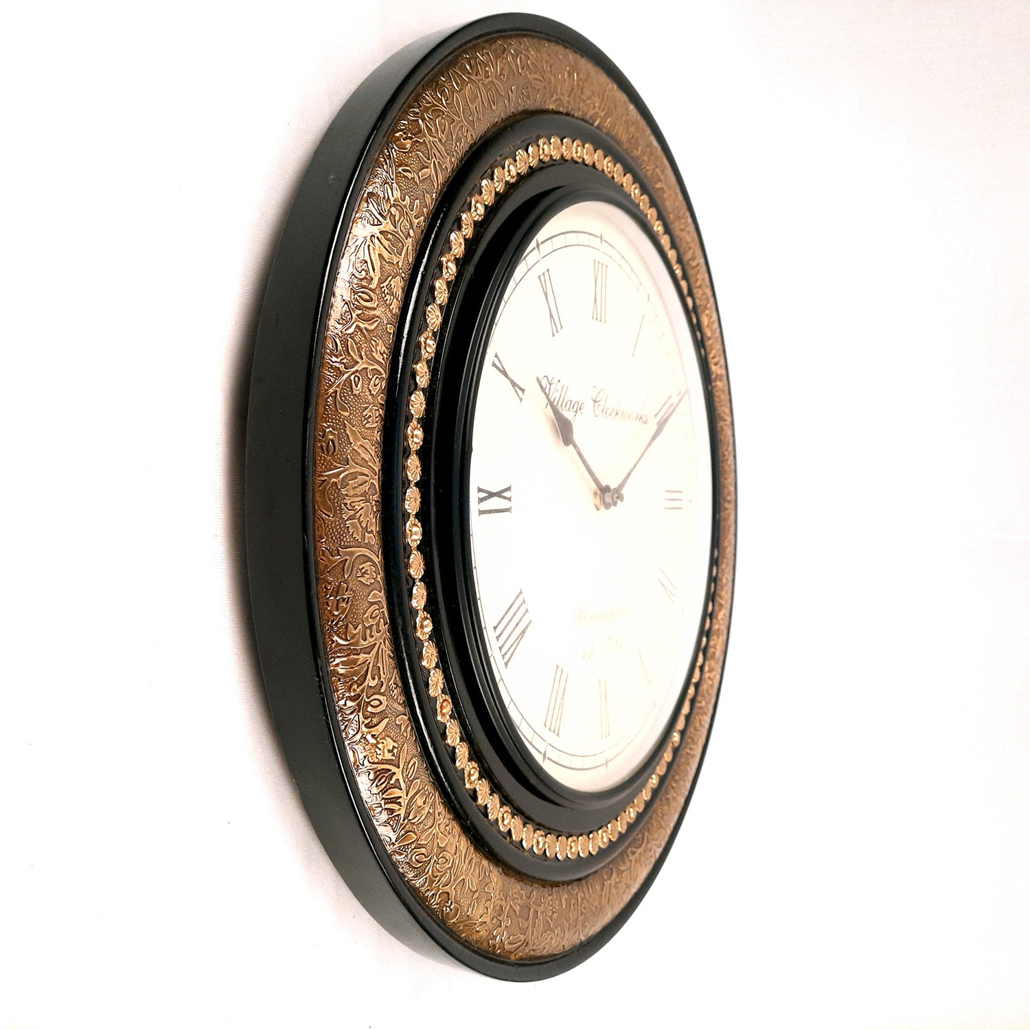 Wall Clock Vintage | Wall Mount Clock With Premium Finish & Brass Work - For Home, Office, Bedroom, Hall Decor & Gifts | Wedding & Housewarming Gift -18 inch - Apkamart