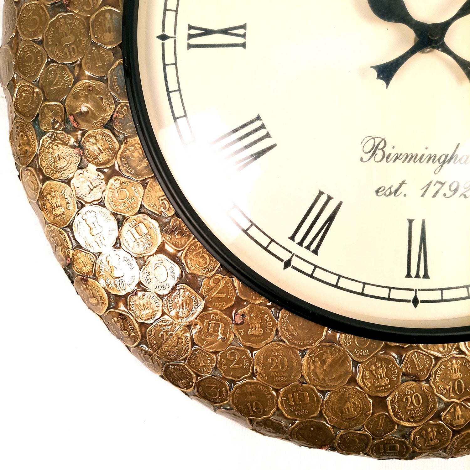 Wall Clock Vintage | Wall Mount Clock Antique With Old Coins Design - For Home, Office, Bedroom, Hall Decor & Gifts | Wedding & Housewarming Gift - 18 Inch - Apkamart