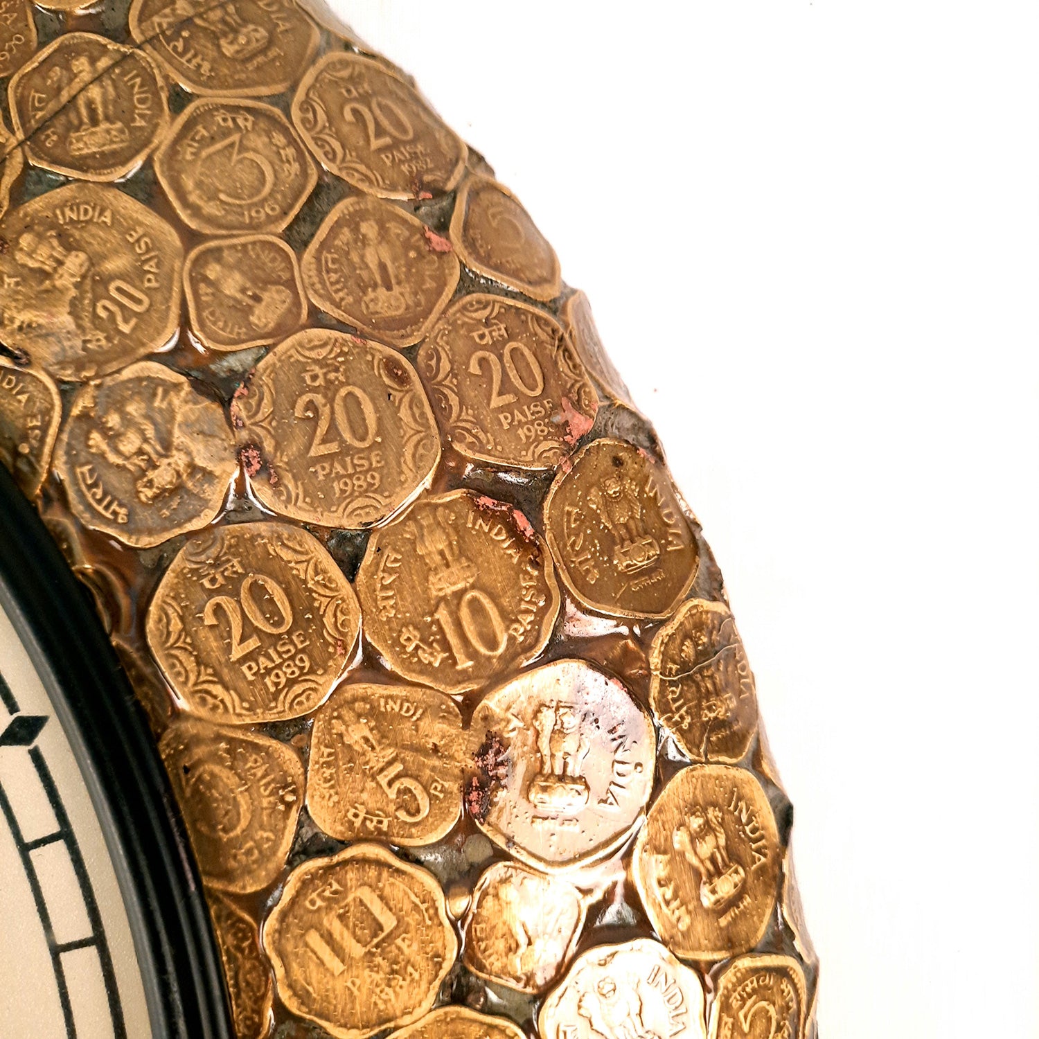 Wall Clock Vintage | Wall Mount Clock Antique With Old Coins Design - For Home, Office, Bedroom, Hall Decor & Gifts | Wedding & Housewarming Gift - 18 Inch - Apkamart