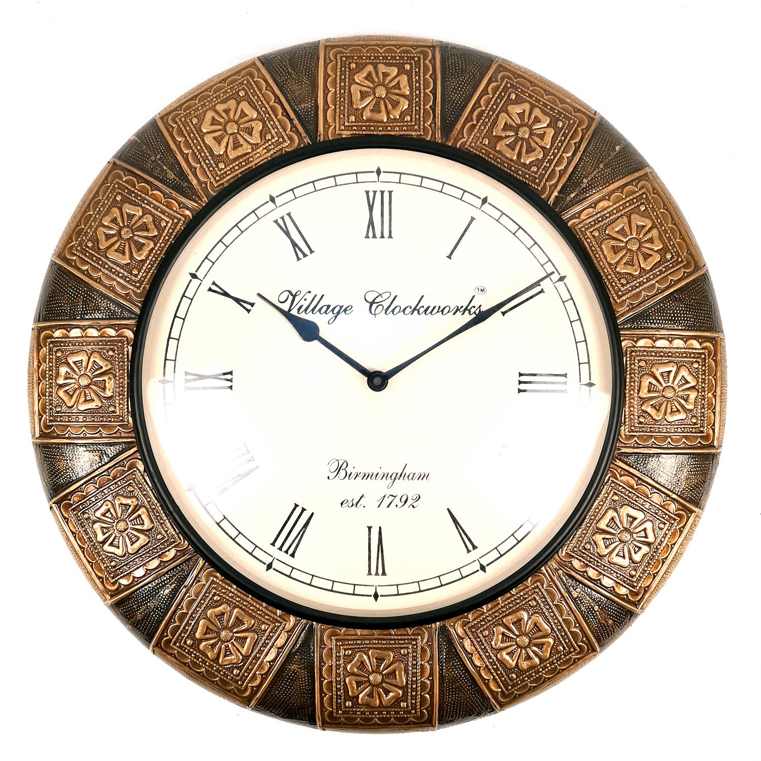 Wall Clock Vintage for Living Room | Wall Mount Clock With Antique Brass Work - For Home, Office, Bedroom, Hall Decor & Gifts - 18 Inch - Apkamart