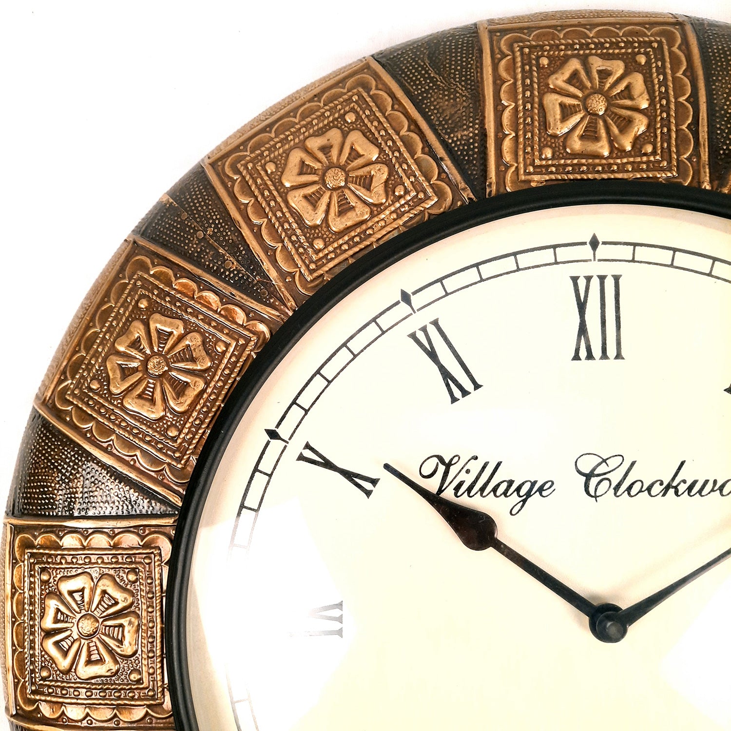 Wall Clock Vintage for Living Room | Wall Mount Clock With Antique Brass Work - For Home, Office, Bedroom, Hall Decor & Gifts - 18 Inch - Apkamart