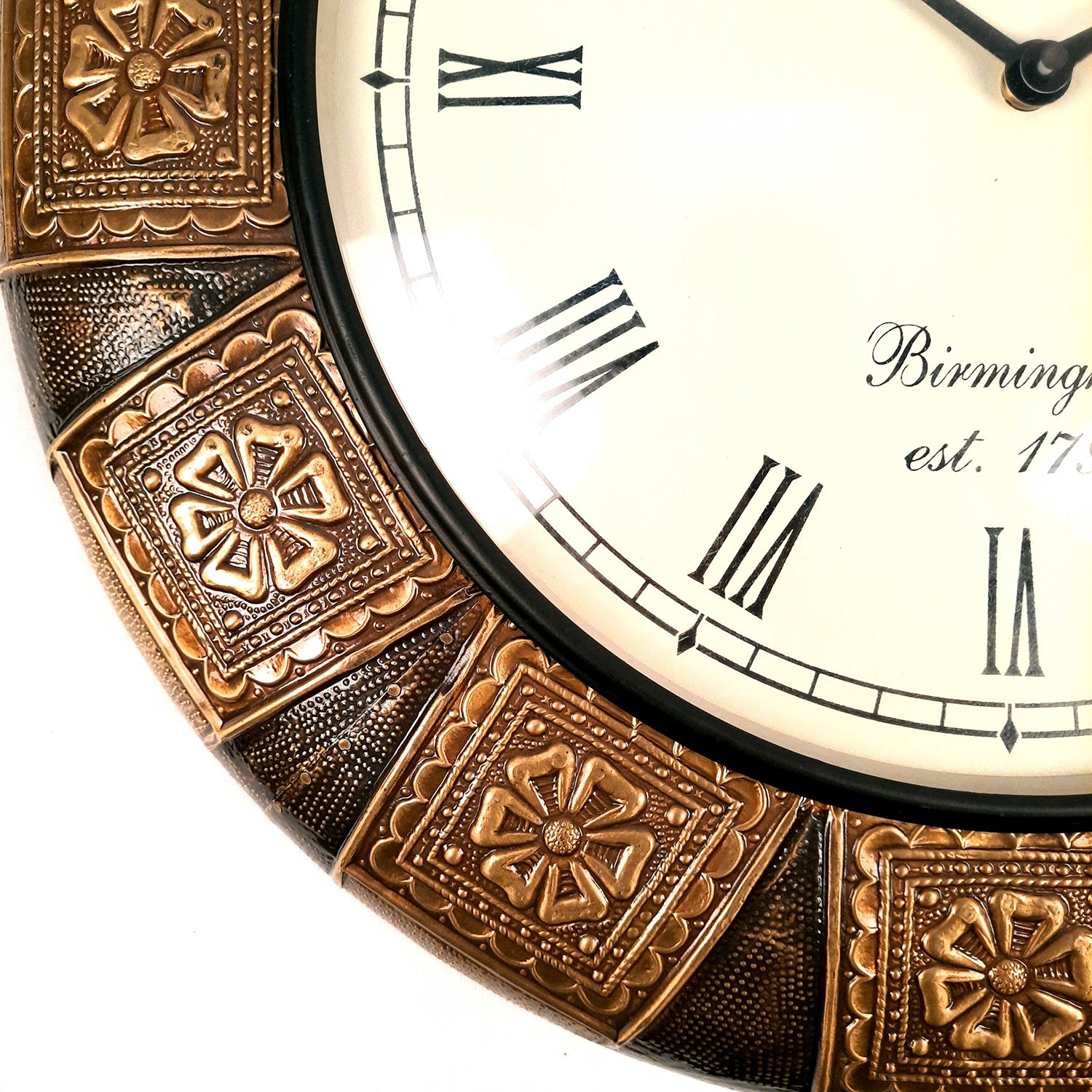 Wall Clock Vintage for Living Room | Wall Mount Clock With Antique Brass Work - For Home, Office, Bedroom, Hall Decor & Gifts - 18 Inch - Apkamart