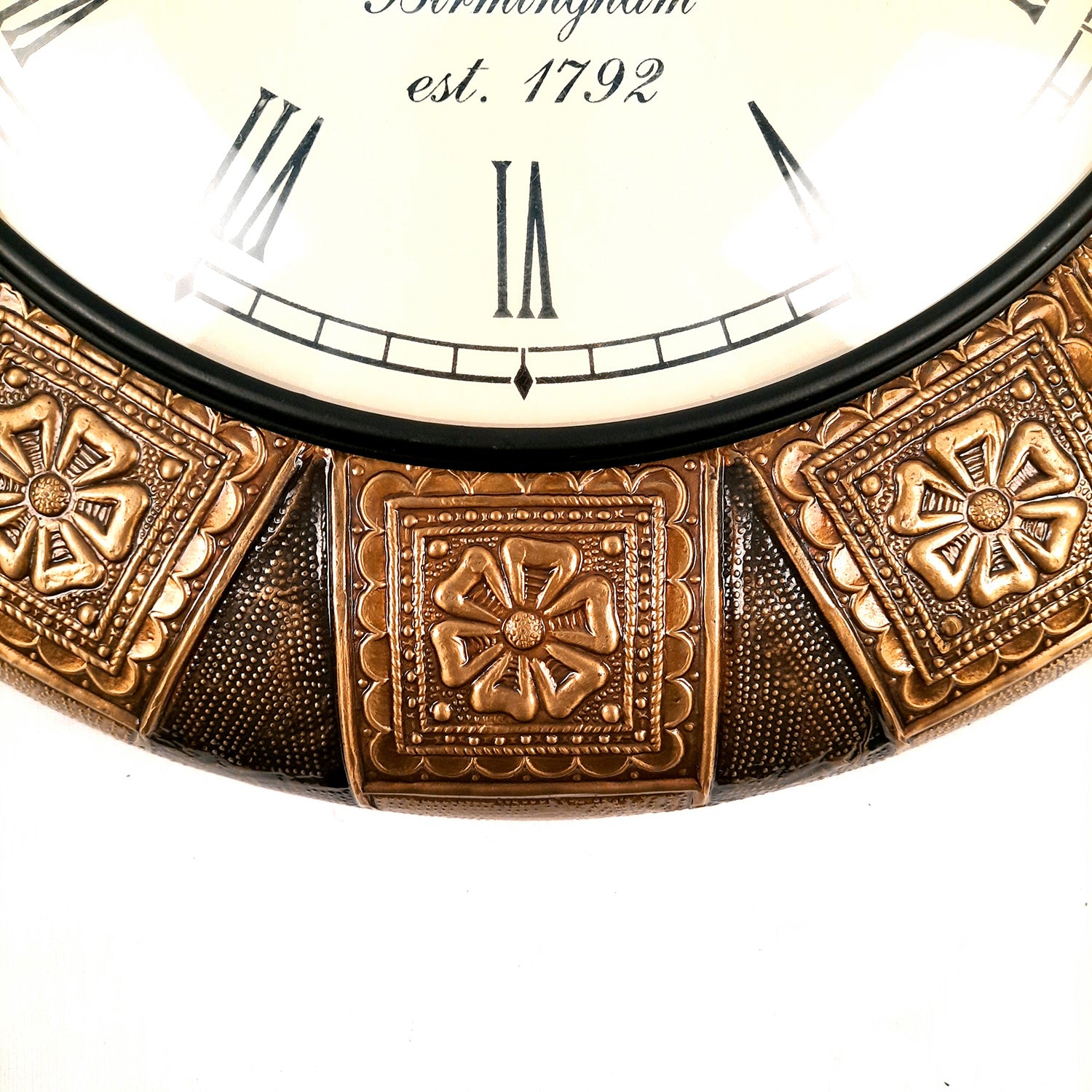 Wall Clock Vintage for Living Room | Wall Mount Clock With Antique Brass Work - For Home, Office, Bedroom, Hall Decor & Gifts - 18 Inch - Apkamart