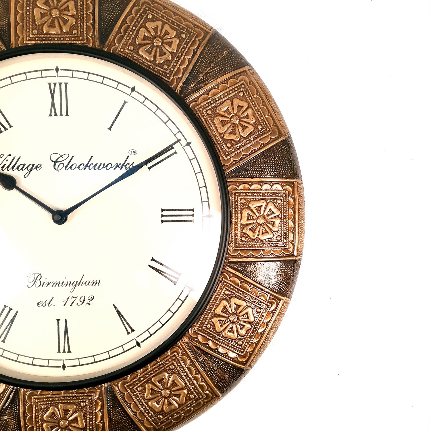 Wall Clock Vintage for Living Room | Wall Mount Clock With Antique Brass Work - For Home, Office, Bedroom, Hall Decor & Gifts - 18 Inch - Apkamart