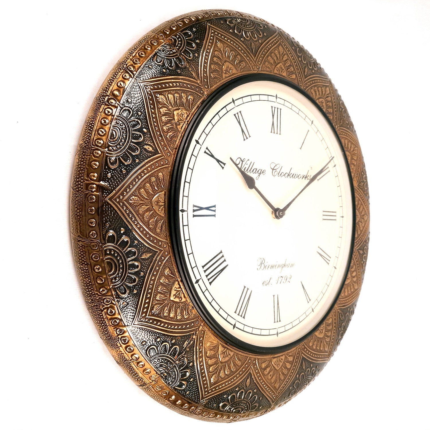 Wall Clock Vintage for Living Room | Wall Mount Clock Antique With Roman Numbers - For Home, Office, Bedroom, Hall Decor & Gifts - 18 inch - Apkamart