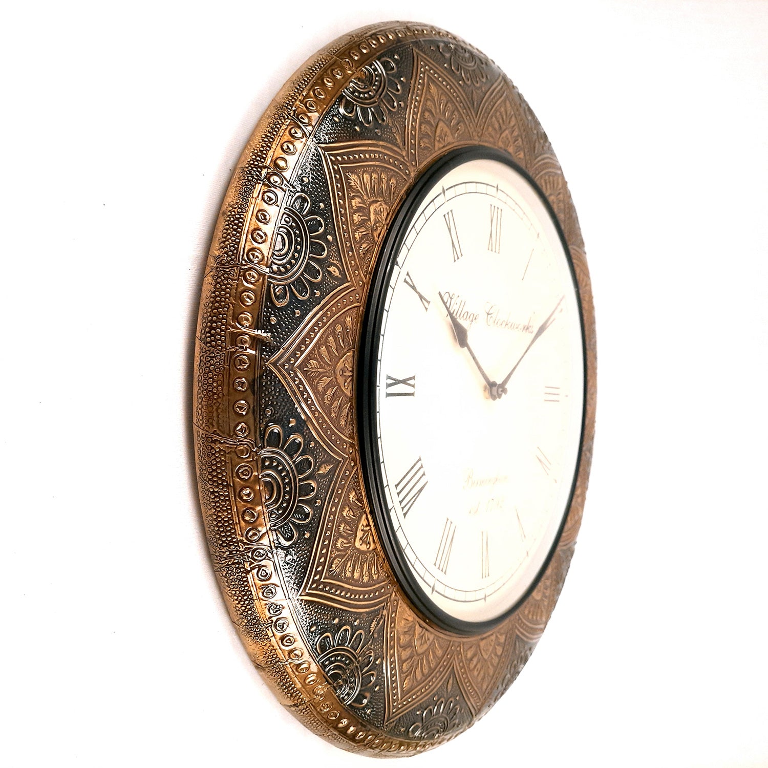 Wall Clock Vintage for Living Room | Wall Mount Clock Antique With Roman Numbers - For Home, Office, Bedroom, Hall Decor & Gifts - 18 inch - Apkamart