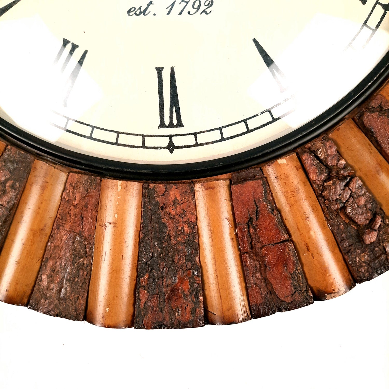 Wall Clock Wooden | Hanging Analogue Clock With Antique Brass Work - For Home, Living Room, Bedroom, Office & Hall Decoration | Wedding & Housewarming Gift - 18 Inch - Apkamart