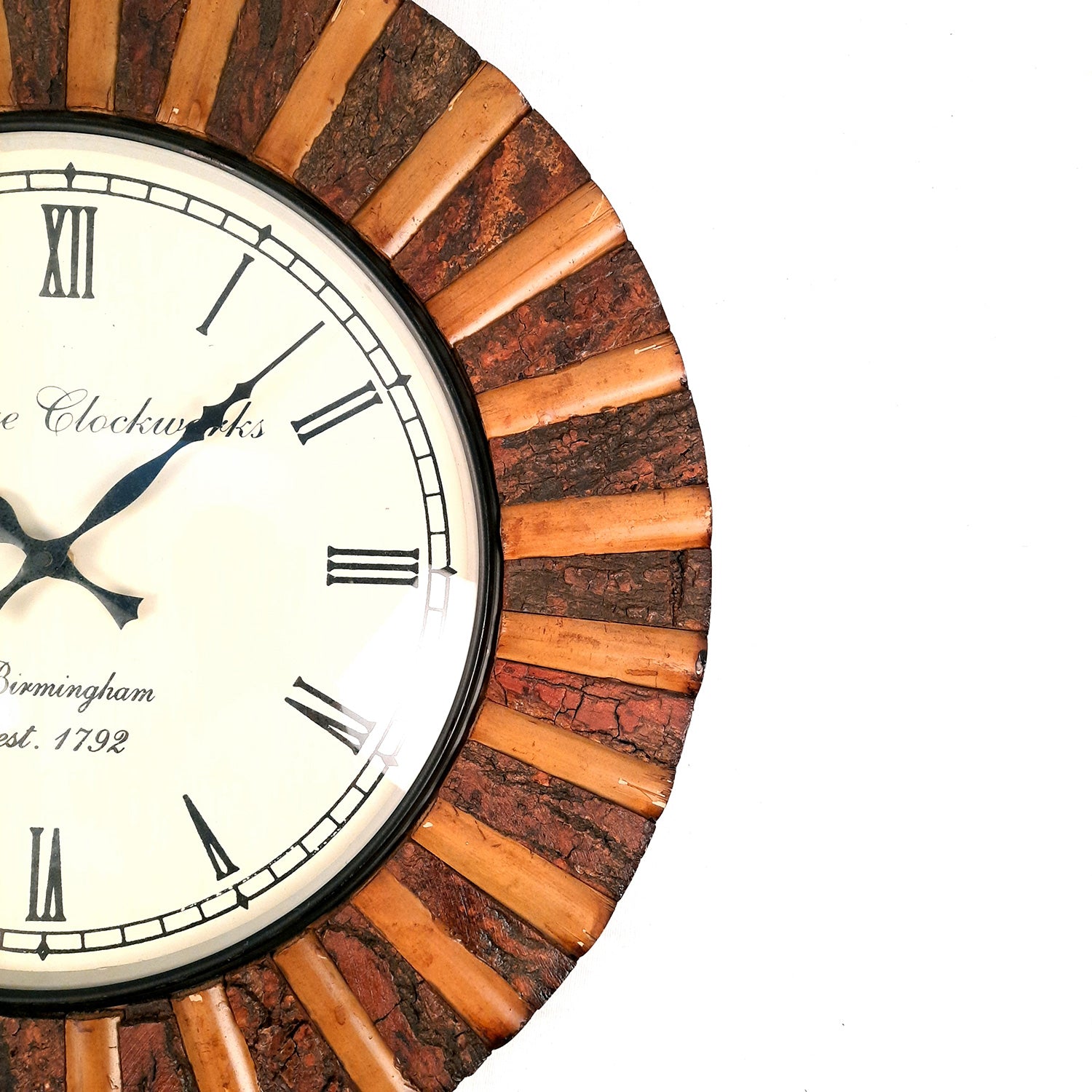 Wall Clock Wooden | Hanging Analogue Clock With Antique Brass Work - For Home, Living Room, Bedroom, Office & Hall Decoration | Wedding & Housewarming Gift - 18 Inch - Apkamart