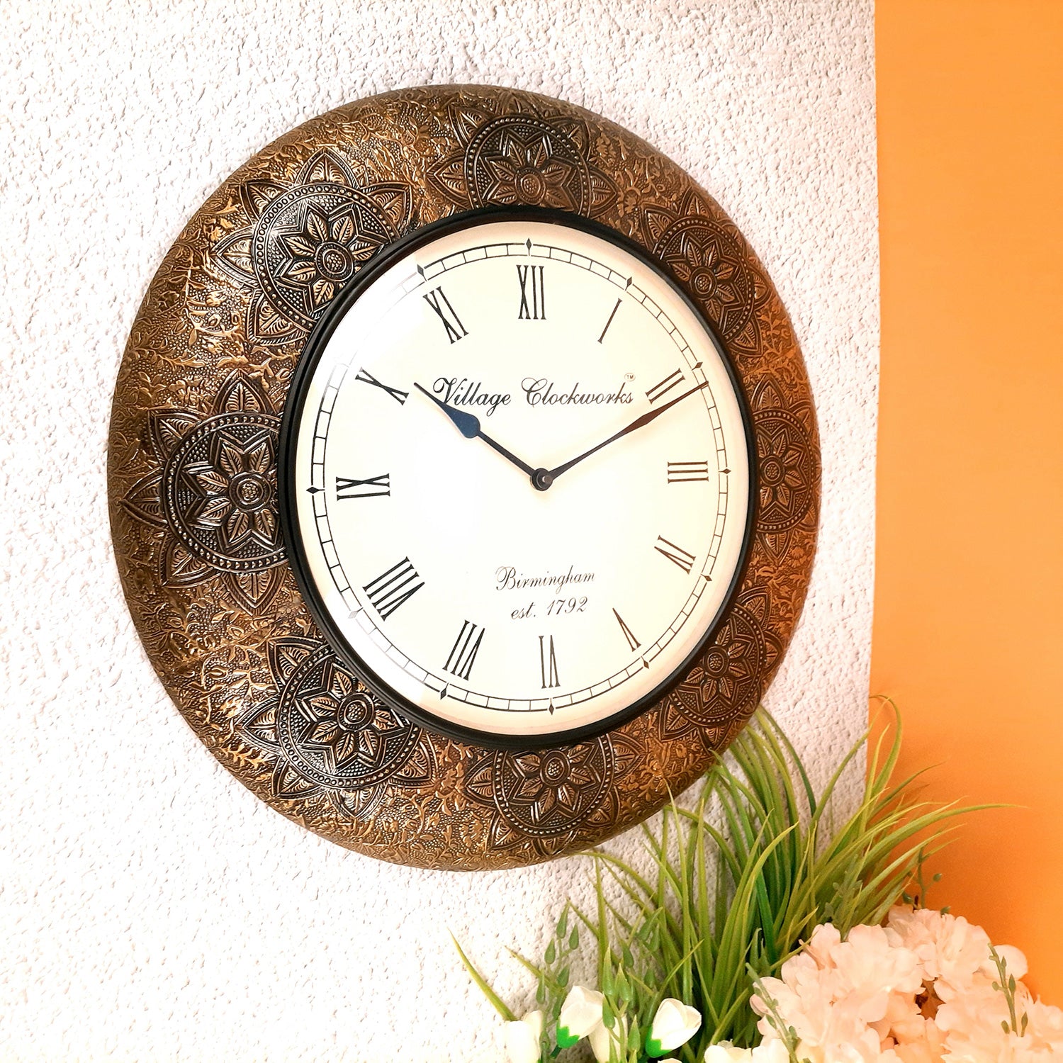 Wall Clock | Antique Clock Wall Mount - For Home, Living Room, Bedroom, Office & Hall Decoration | Wedding & Housewarming Gift - 18 Inch - Apkamart