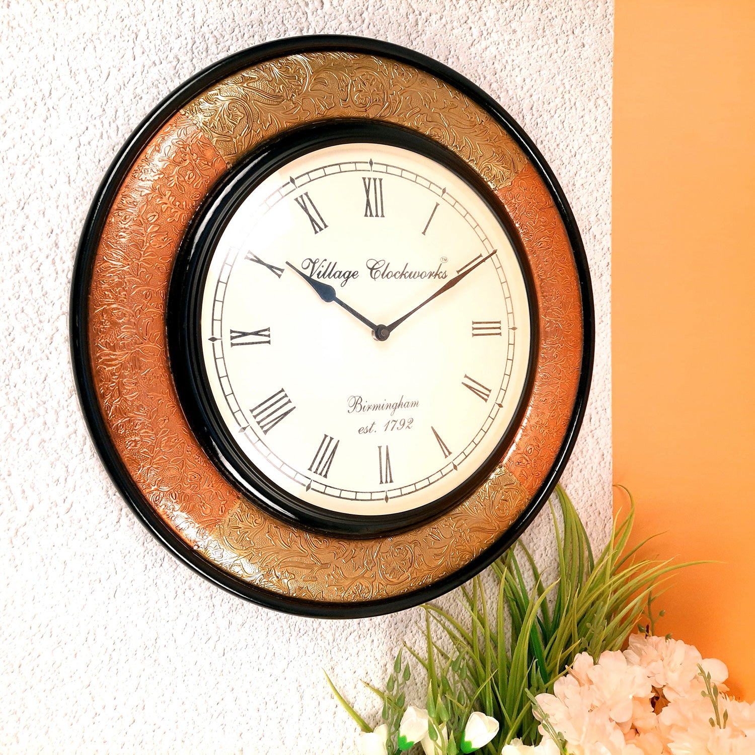 Wall Clock for Home | Wall Mount Analogue Clock Antique - For Living Room, Bedroom, Hall, Office Decor & Gift- 18 Inch - Apkamart