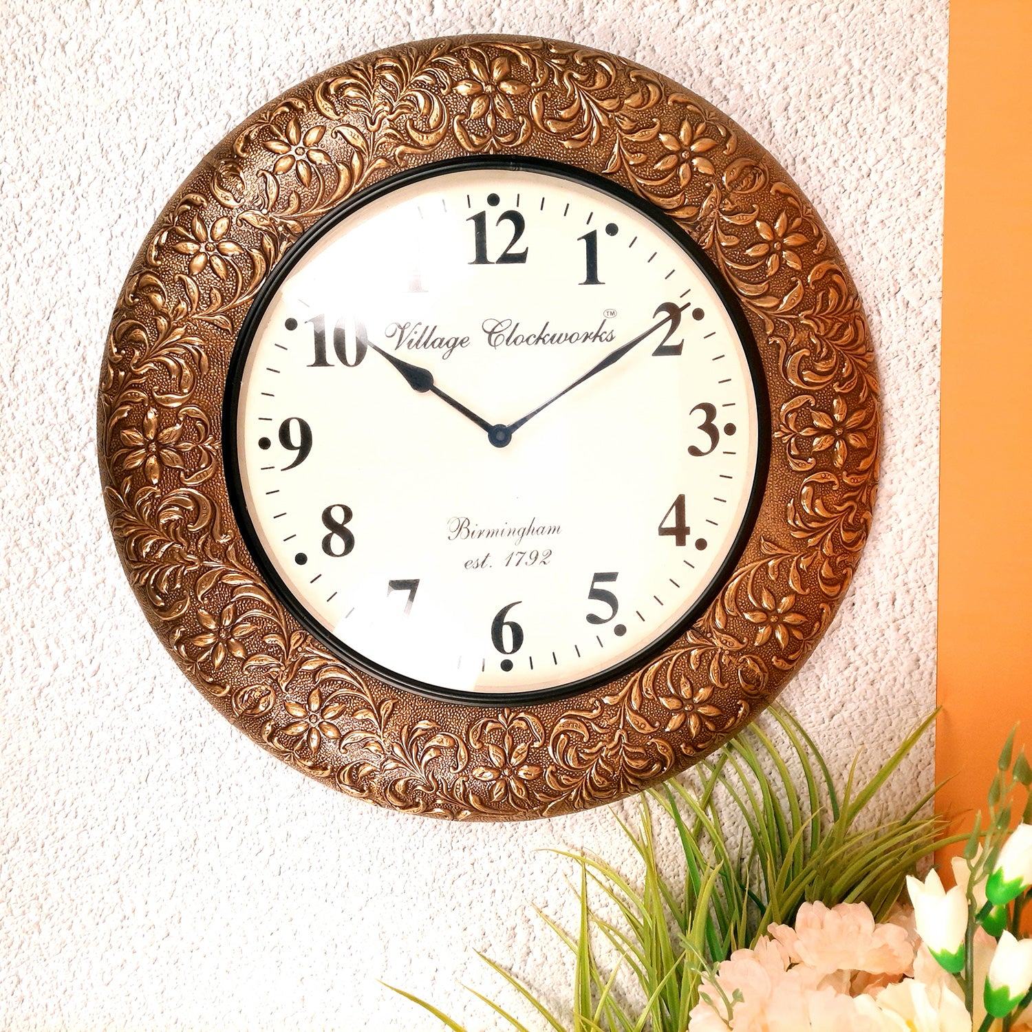 Wall Clock | Antique Clock Wall Mount - For Home, Living Room, Bedroom, Office & Hall Decoration | Wedding & Housewarming Gift - 18 Inch - Apkamart