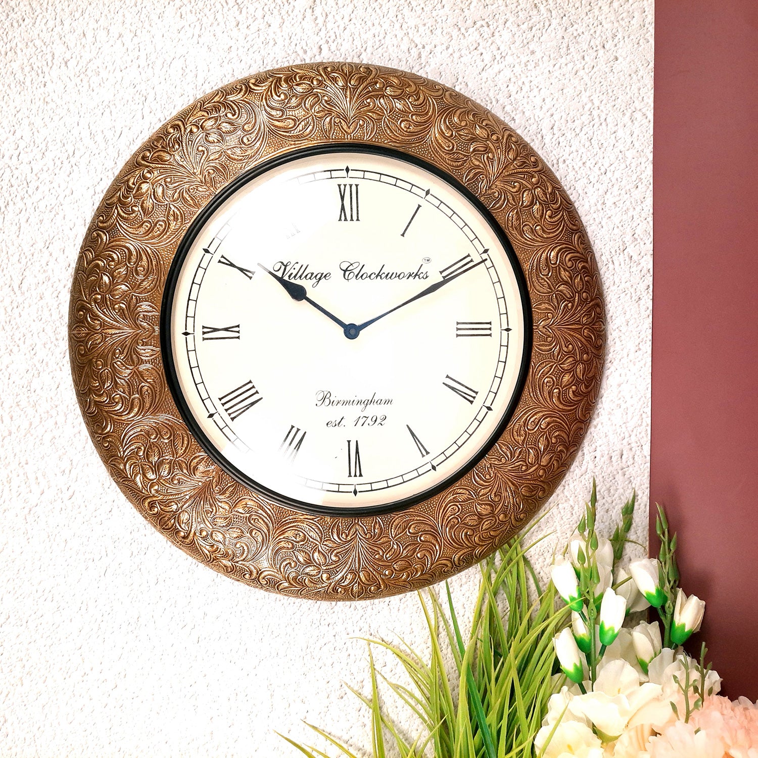 Wall Clock | Antique Clock Wall Mount - For Home, Living Room, Bedroom, Office & Hall Decoration | Wedding & Housewarming Gift - 18 Inch - Apkamart