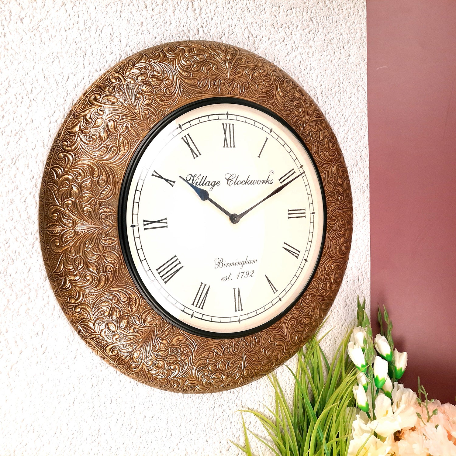 Wall Clock | Antique Clock Wall Mount - For Home, Living Room, Bedroom, Office & Hall Decoration | Wedding & Housewarming Gift - 18 Inch - Apkamart