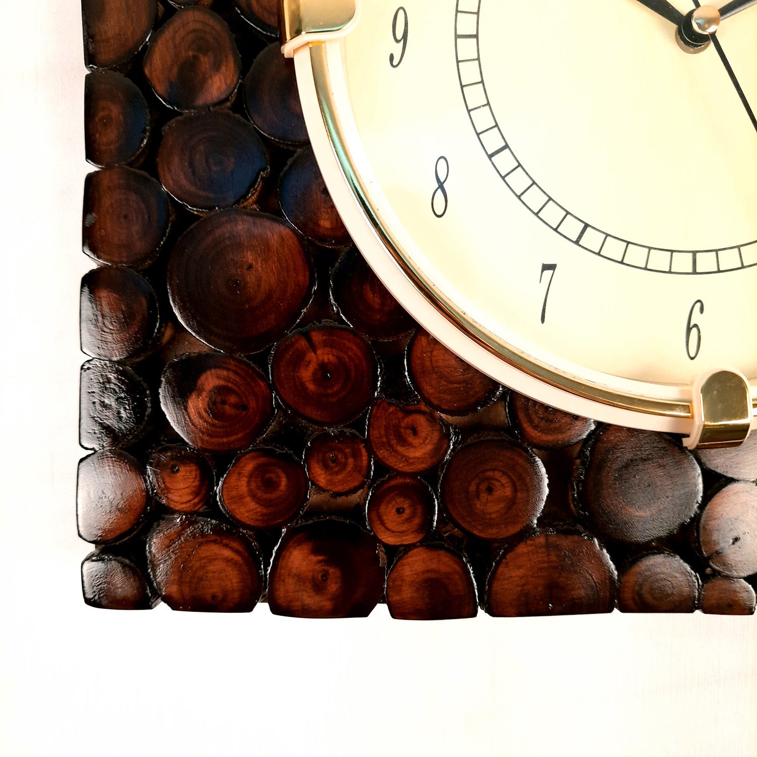 Wooden Wall Clock With Natural Wood Finish | Antique Clock Wall Mount - For Home, Living Room, Bedroom, Office & Hall Decoration | Wedding & Housewarming Gift - 12 Inch - Apkamart