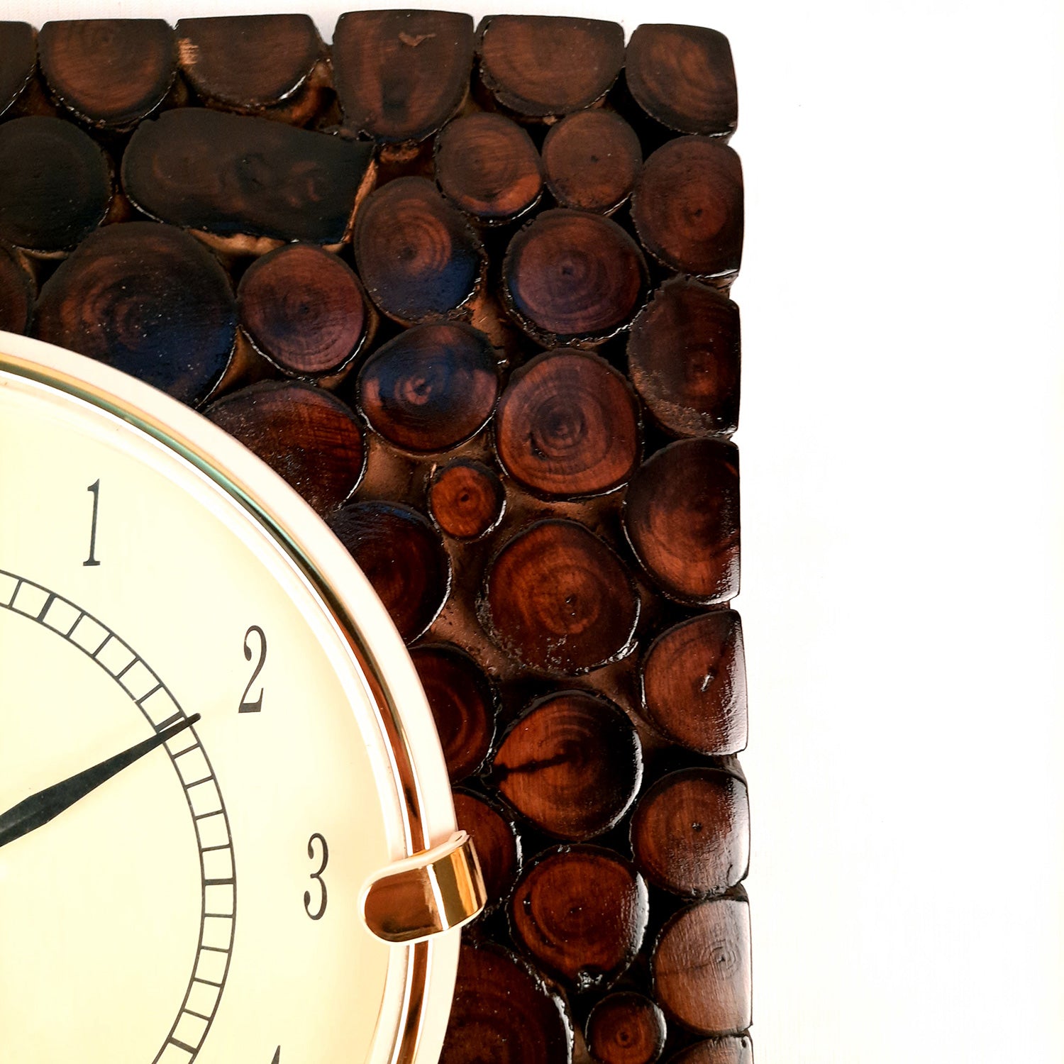 Wooden Wall Clock With Natural Wood Finish | Antique Clock Wall Mount - For Home, Living Room, Bedroom, Office & Hall Decoration | Wedding & Housewarming Gift - 12 Inch - Apkamart