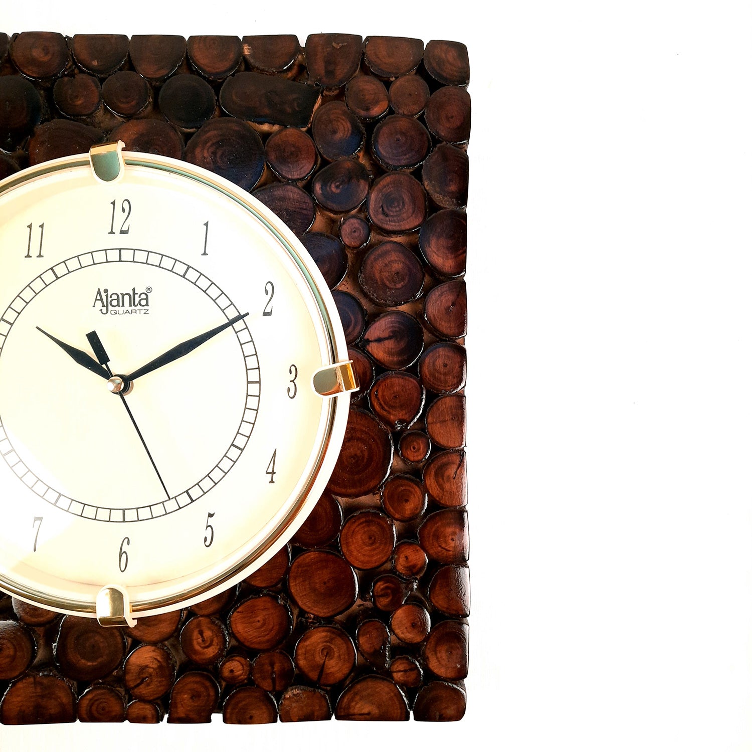 Wooden Wall Clock With Natural Wood Finish | Antique Clock Wall Mount - For Home, Living Room, Bedroom, Office & Hall Decoration | Wedding & Housewarming Gift - 12 Inch - Apkamart