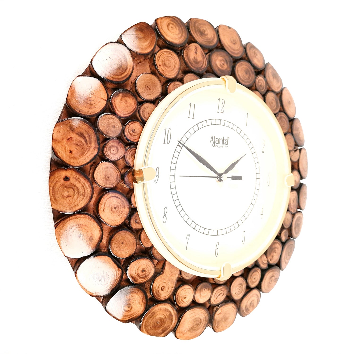 Antique Wall Clock | Analogue Clock With Natural Wood Finish - For Home, Living Room, Bedroom, Hall Decor | Wedding & Housewarming Gift -11 Inch - Apkamart