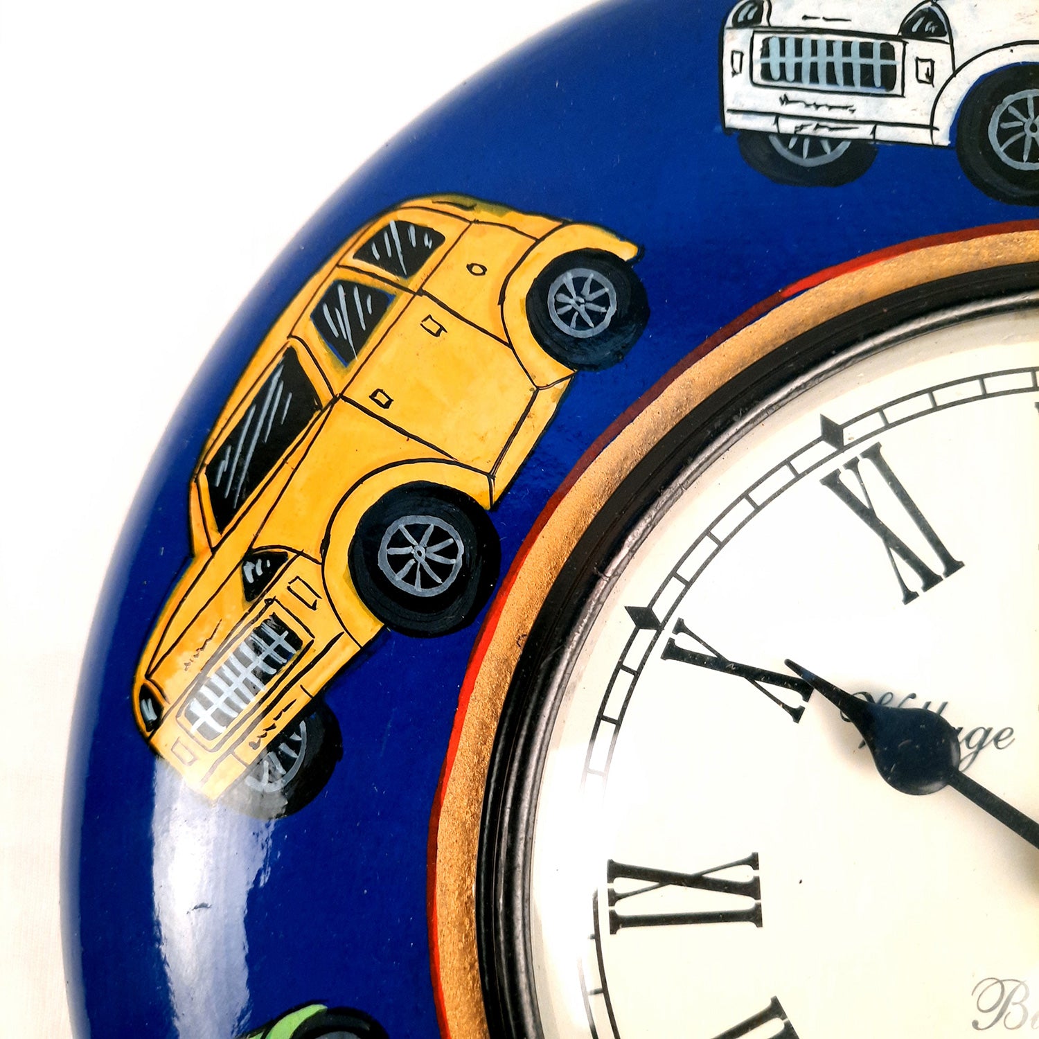 Wall Clock | Wooden Clock Wall Mount - Car Design - For Kids Room, Home, Living Room & Hall Decoration | Birthday Gift for Children- 11 Inch - Apkamart