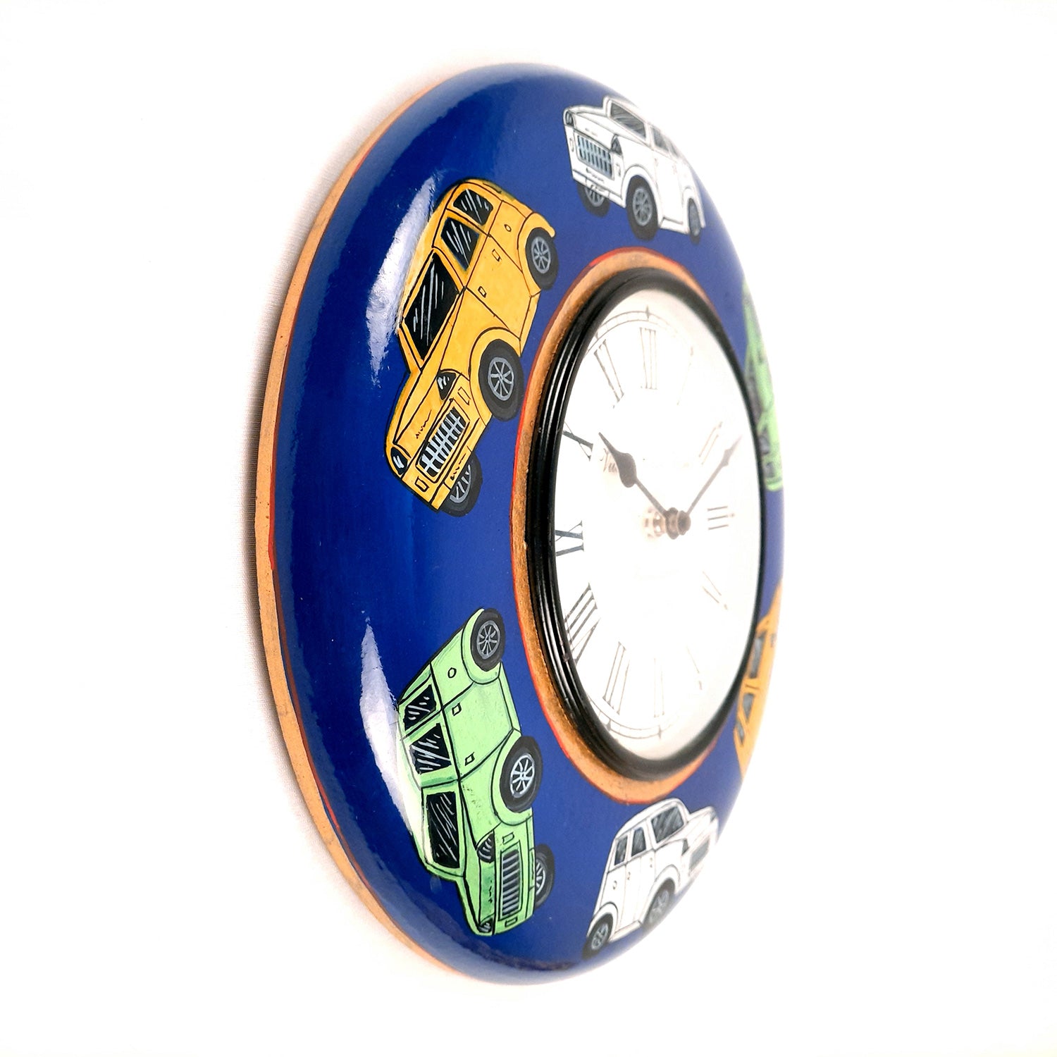 Wall Clock | Wooden Clock Wall Mount - Car Design - For Kids Room, Home, Living Room & Hall Decoration | Birthday Gift for Children- 11 Inch - Apkamart