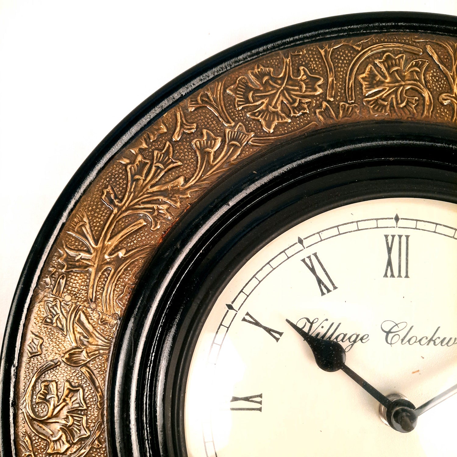 Wall Clock | Wall Mount Analogue Clock With Antique Brass Work - For Home, Living Room, Bedroom, Hall Decor | Wedding & Housewarming Gift - 12 Inch - Apkamart