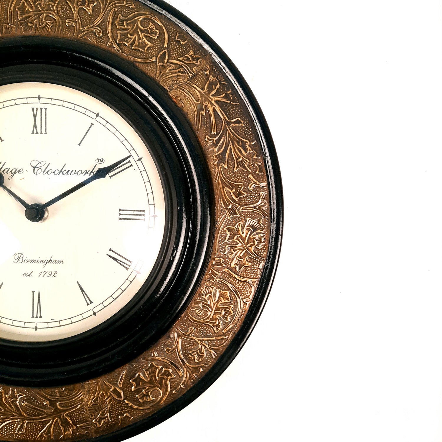 Wall Clock | Wall Mount Analogue Clock With Antique Brass Work - For Home, Living Room, Bedroom, Hall Decor | Wedding & Housewarming Gift - 12 Inch - Apkamart