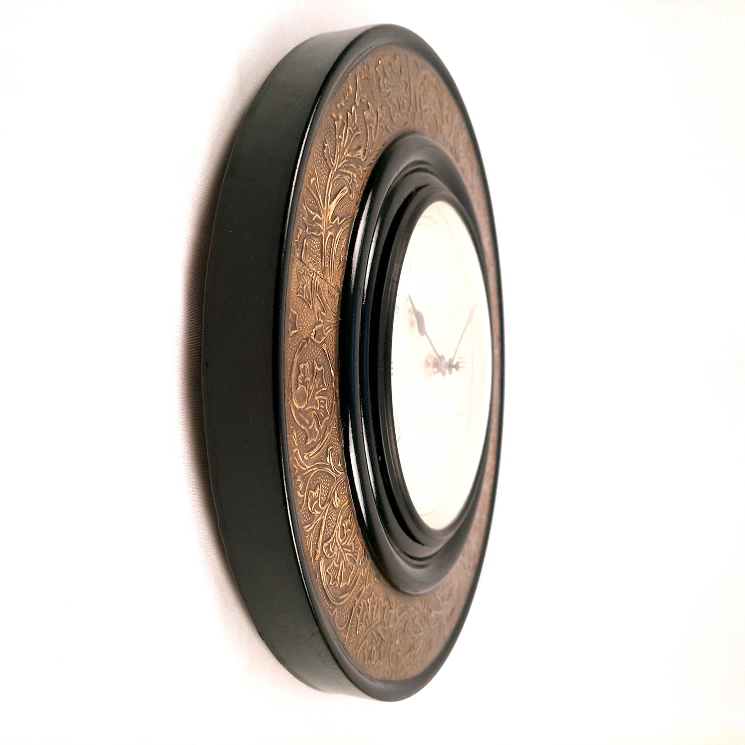 Wall Clock | Wall Mount Analogue Clock With Antique Brass Work - For Home, Living Room, Bedroom, Hall Decor | Wedding & Housewarming Gift - 12 Inch - Apkamart