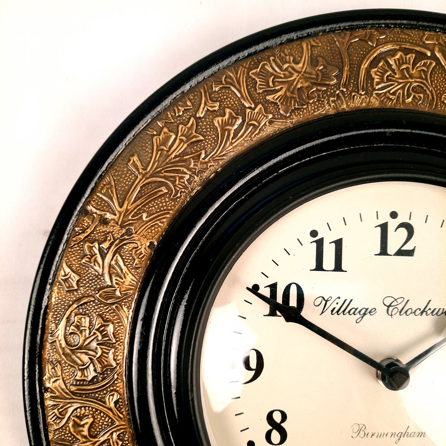 Wall Clock Vintage | Clock Wall Mount With Brass Work- For Home, Living Room, Bedroom, Office, Hall Decoration & Gift - 12 inch - Apkamart