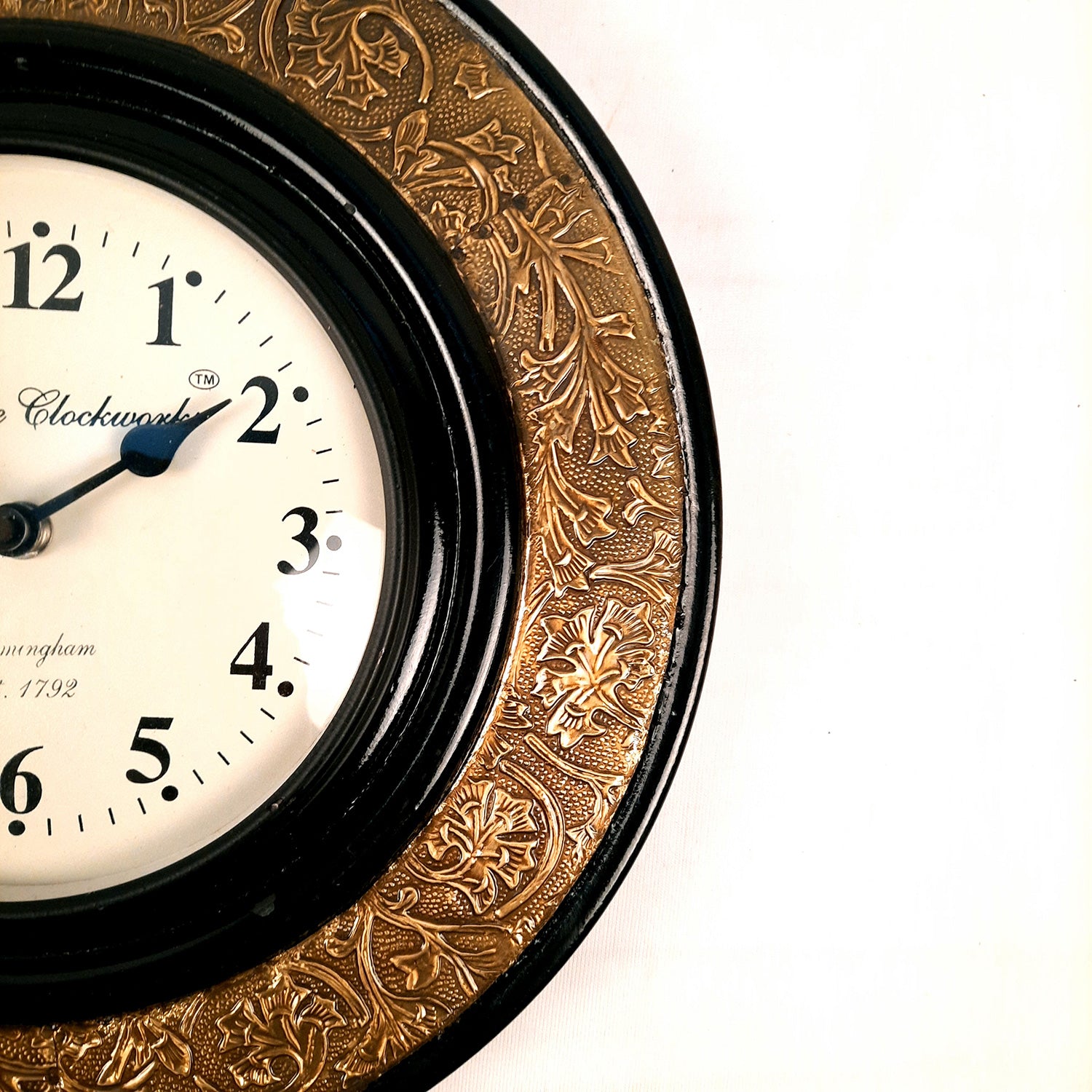 Wall Clock Vintage | Clock Wall Mount With Brass Work- For Home, Living Room, Bedroom, Office, Hall Decoration & Gift - 12 inch - Apkamart