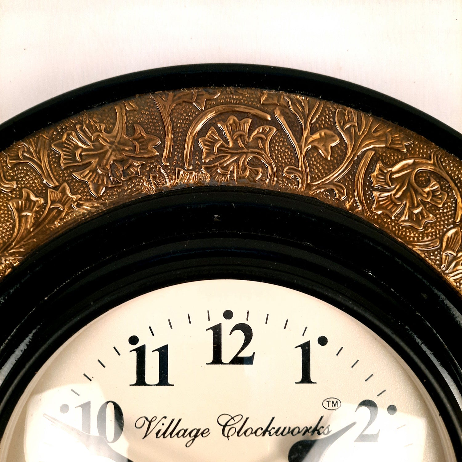 Wall Clock Vintage | Clock Wall Mount With Brass Work- For Home, Living Room, Bedroom, Office, Hall Decoration & Gift - 12 inch - Apkamart