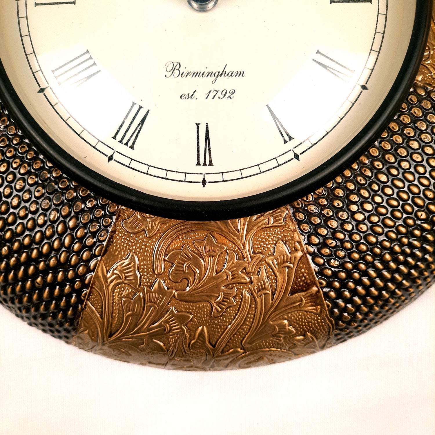 Wall Clock for Home | Wall Mount Analogue Clock With Antique Brass Work - For Living Room, Bedroom, Hall, Office Decor & Gift - 12 Inch