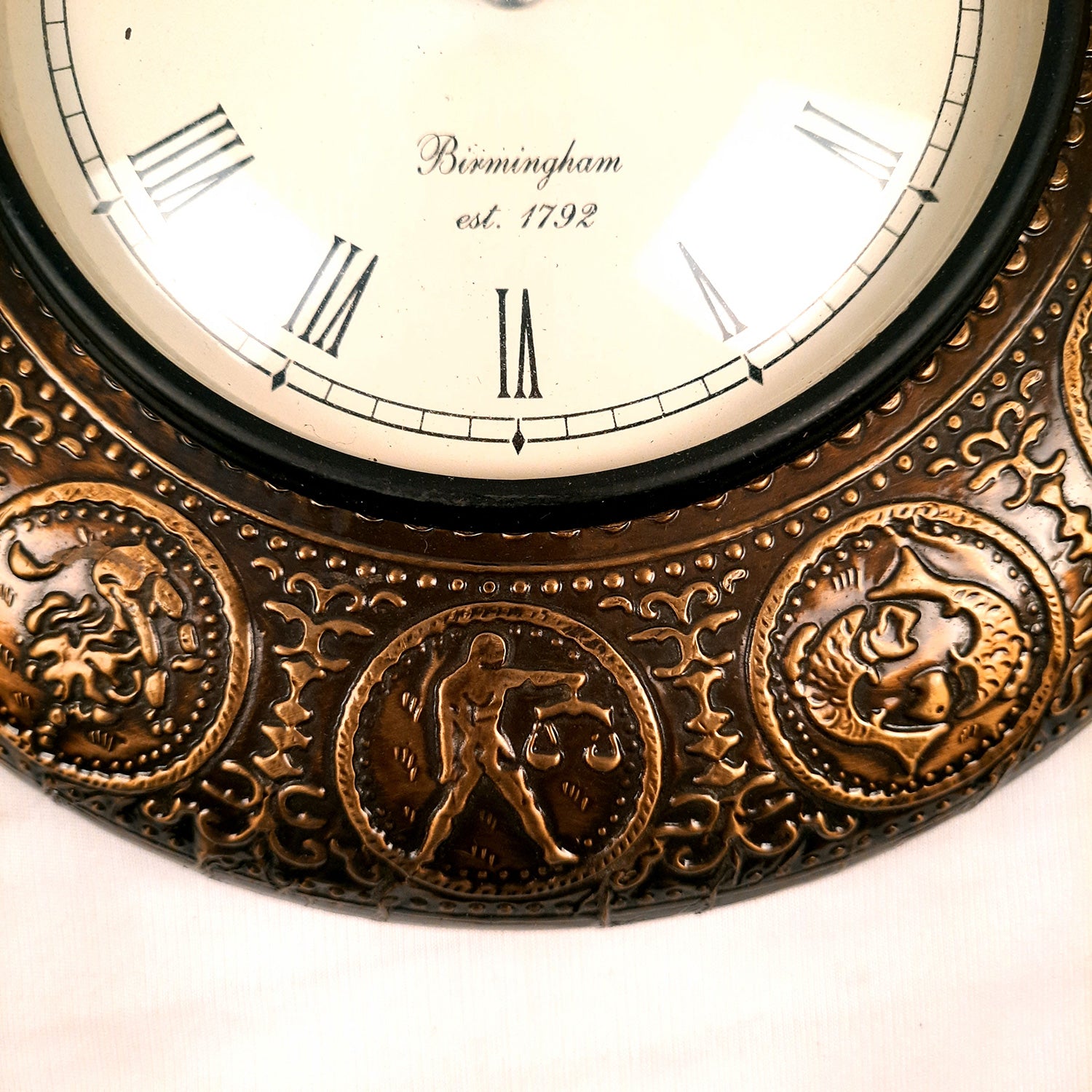 Wall Clock | Antique Clock Wall Mount With Zodiac Signs Design - For Home, Living Room, Bedroom, Office, Hall Decoration & Gift - 12 Inch - Apkamart