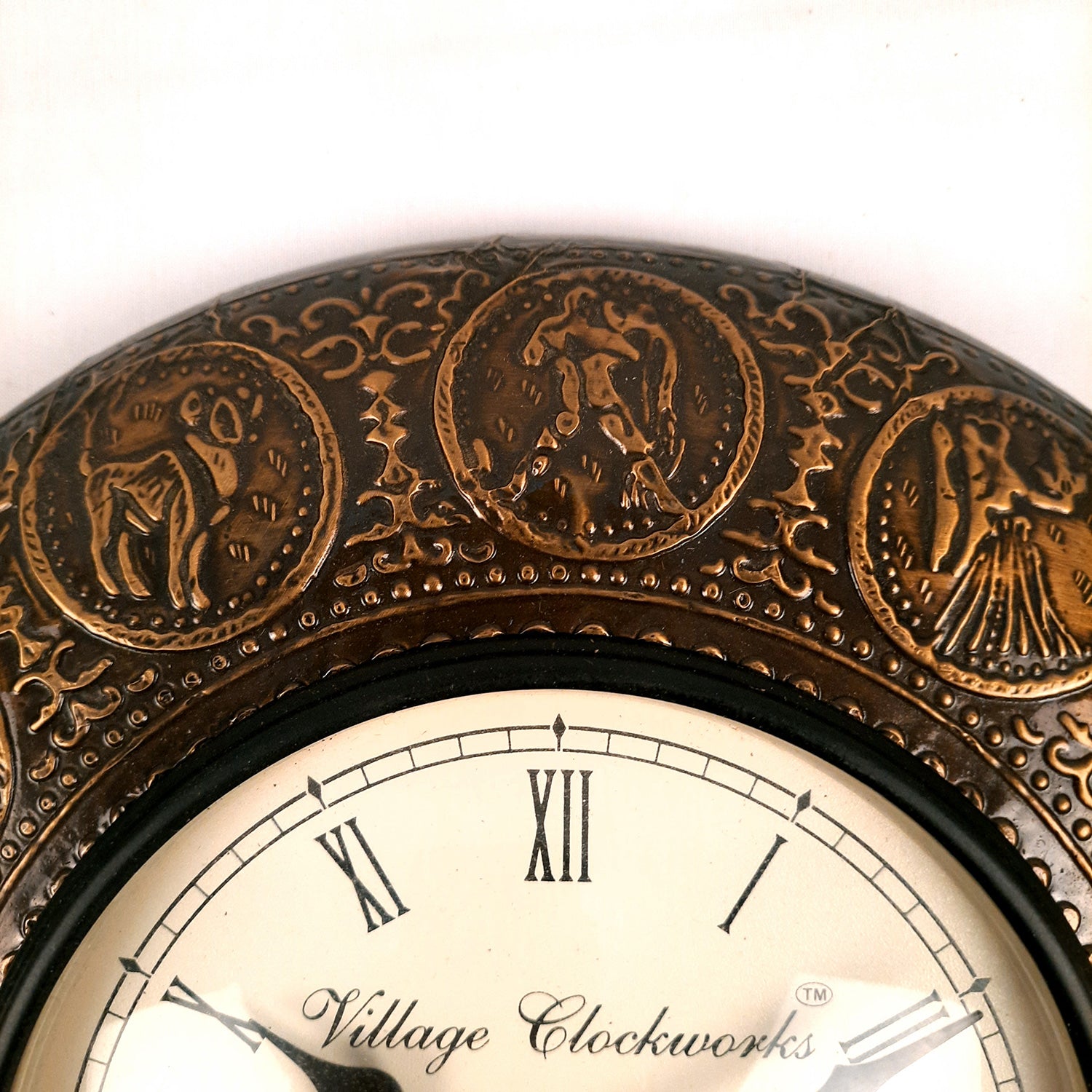 Wall Clock | Antique Clock Wall Mount With Zodiac Signs Design - For Home, Living Room, Bedroom, Office, Hall Decoration & Gift - 12 Inch - Apkamart