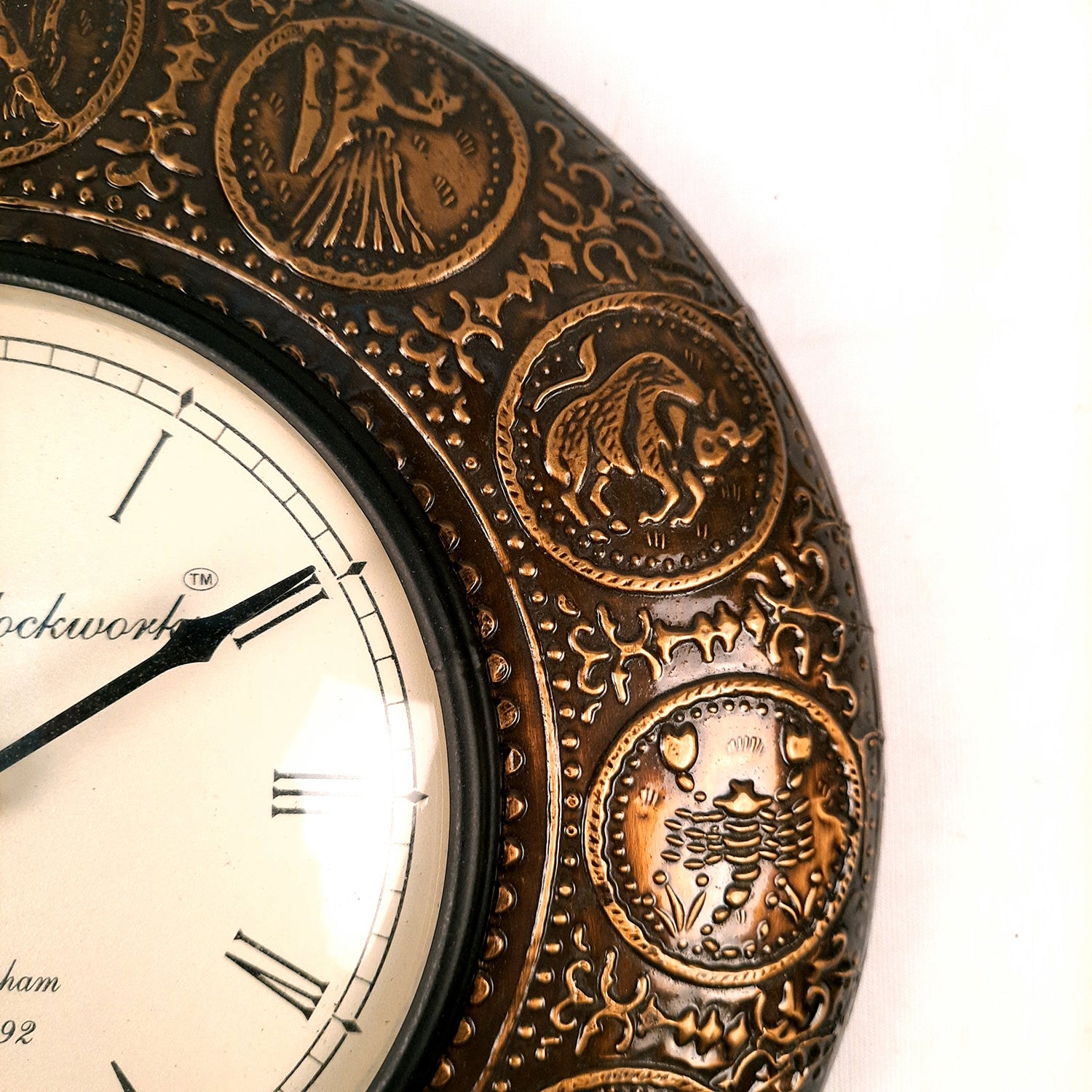 Wall Clock | Antique Clock Wall Mount With Zodiac Signs Design - For Home, Living Room, Bedroom, Office, Hall Decoration & Gift - 12 Inch - Apkamart