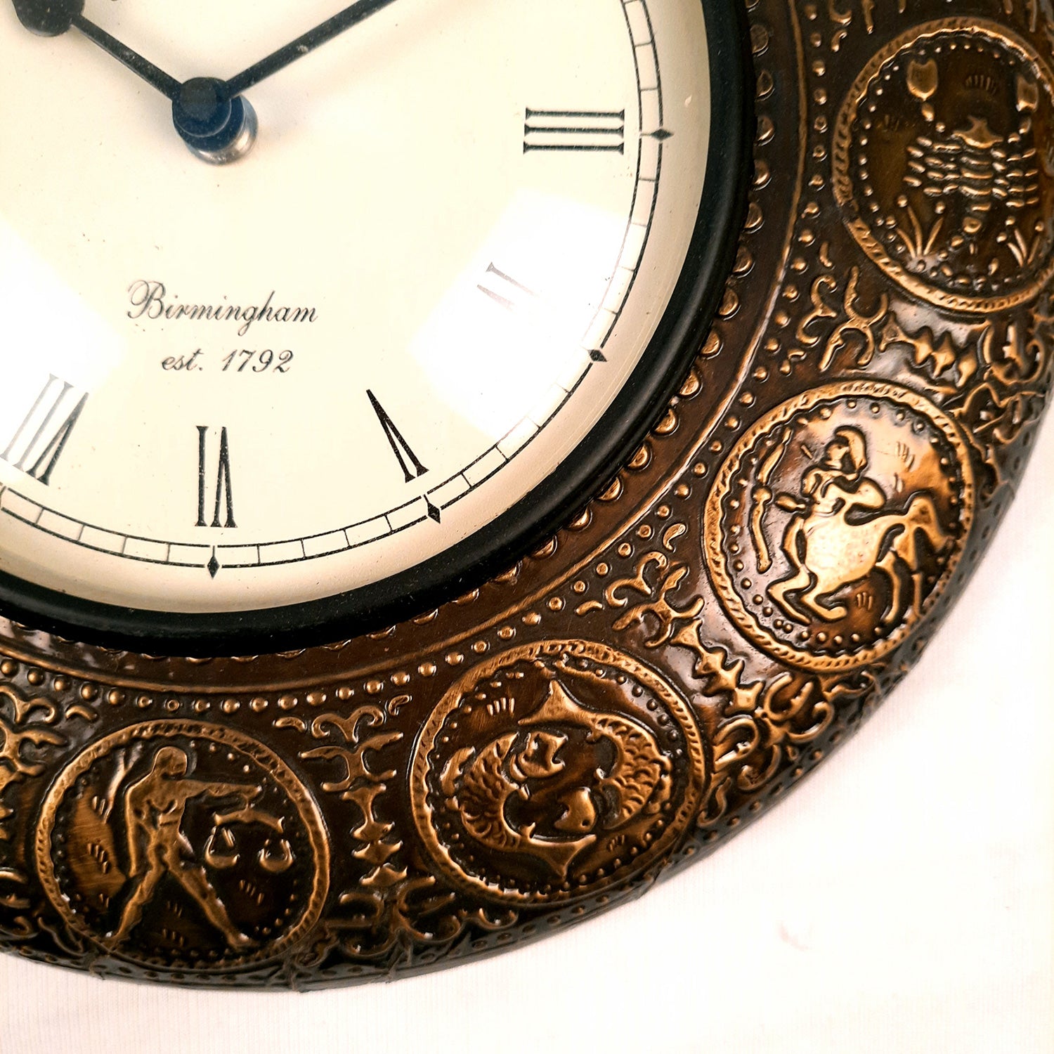 Wall Clock | Antique Clock Wall Mount With Zodiac Signs Design - For Home, Living Room, Bedroom, Office, Hall Decoration & Gift - 12 Inch - Apkamart
