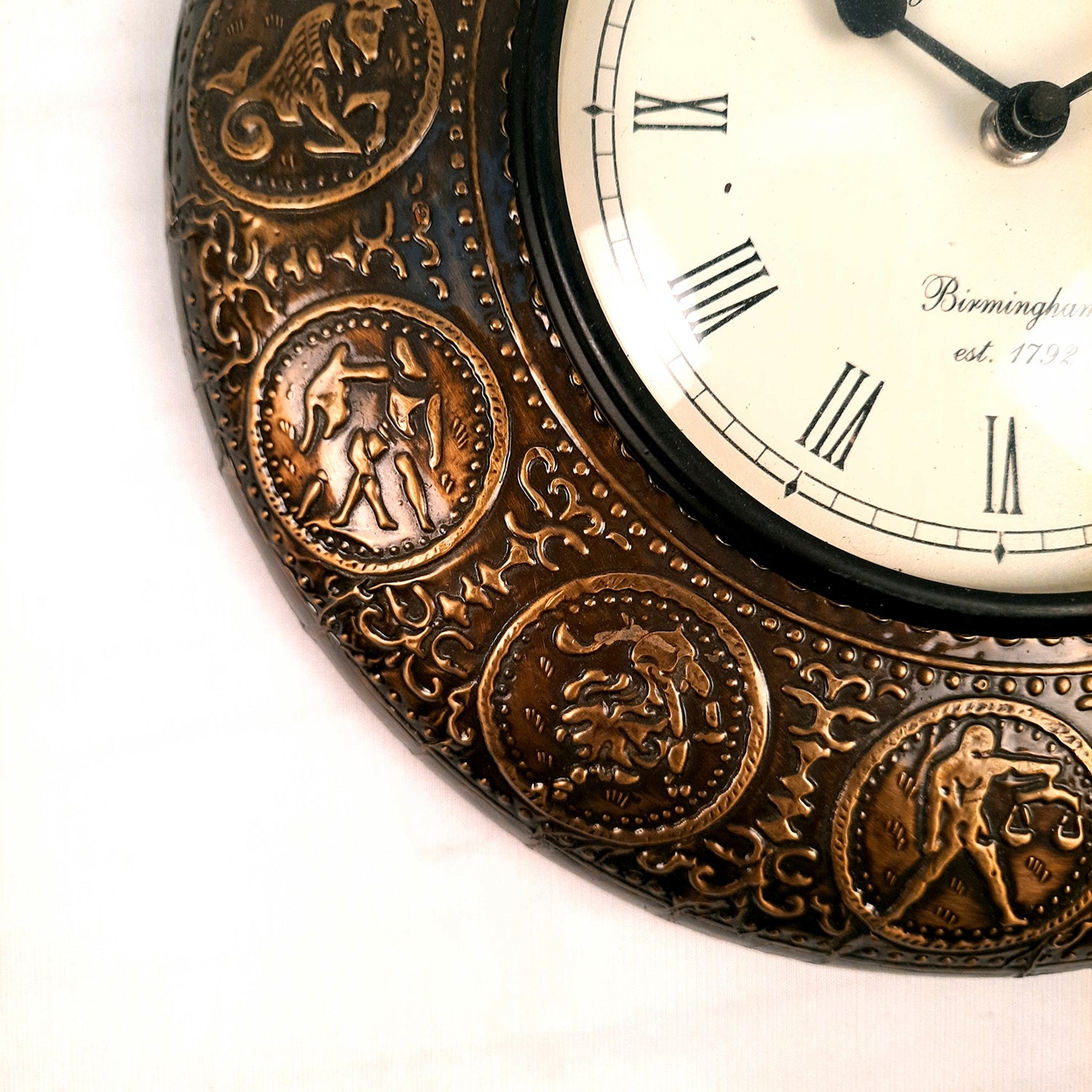 Wall Clock | Antique Clock Wall Mount With Zodiac Signs Design - For Home, Living Room, Bedroom, Office, Hall Decoration & Gift - 12 Inch - Apkamart