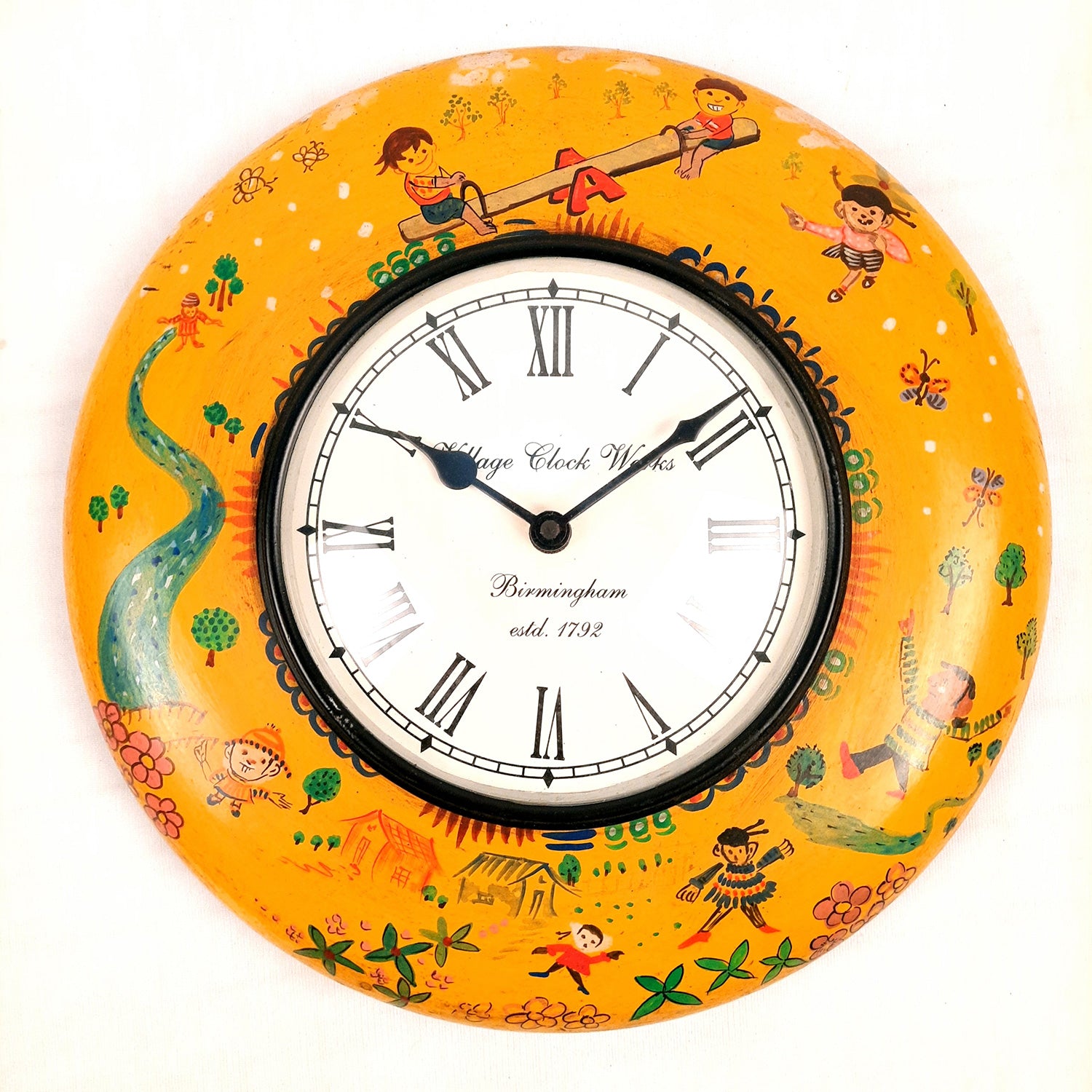 Wall Clock | Wooden Clock Wall Mount - For Kids Room, Home, Living Room & Hall Decoration | Birthday Gift for Children - 11 Inch - Apkamart