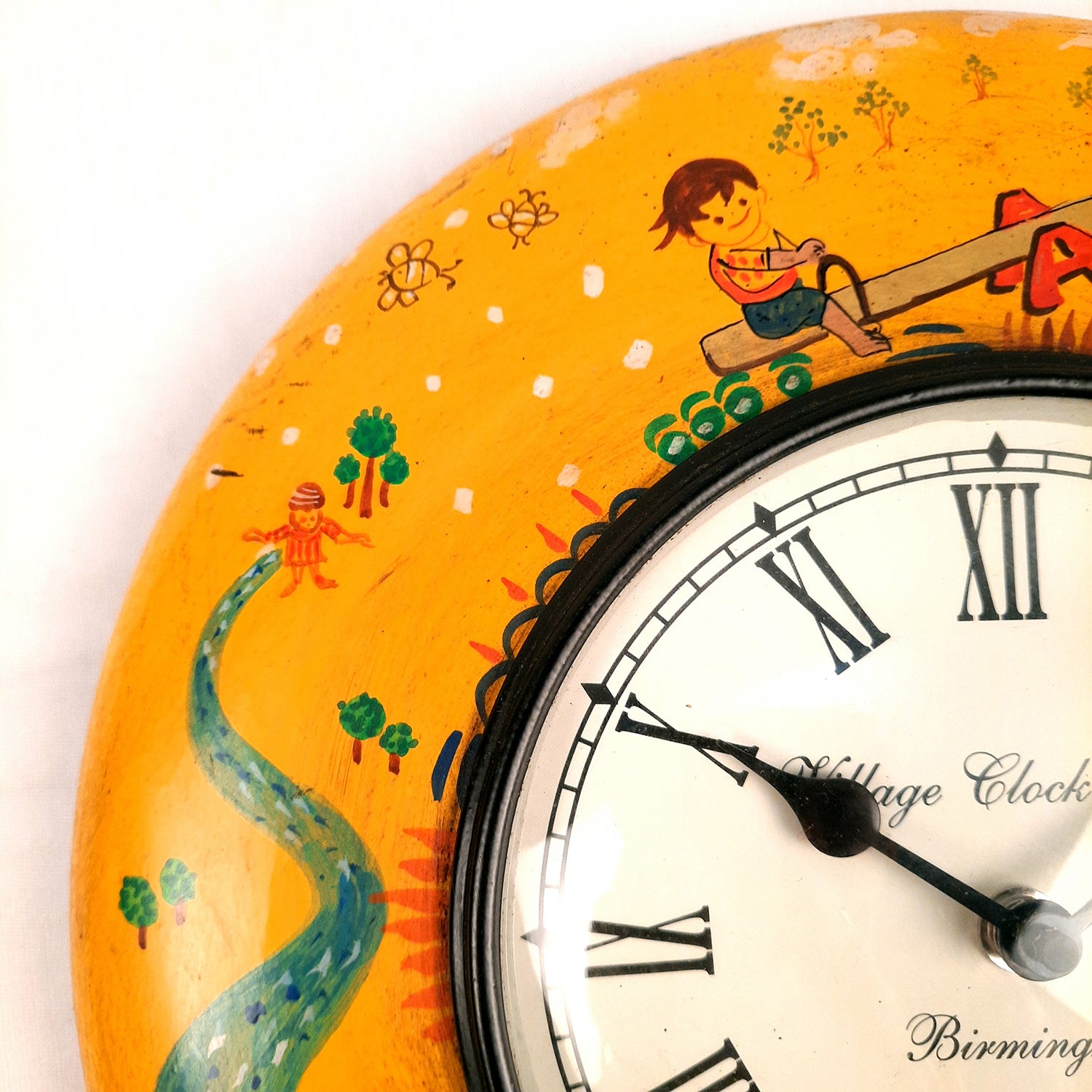 Wall Clock | Wooden Clock Wall Mount - For Kids Room, Home, Living Room & Hall Decoration | Birthday Gift for Children - 11 Inch - Apkamart